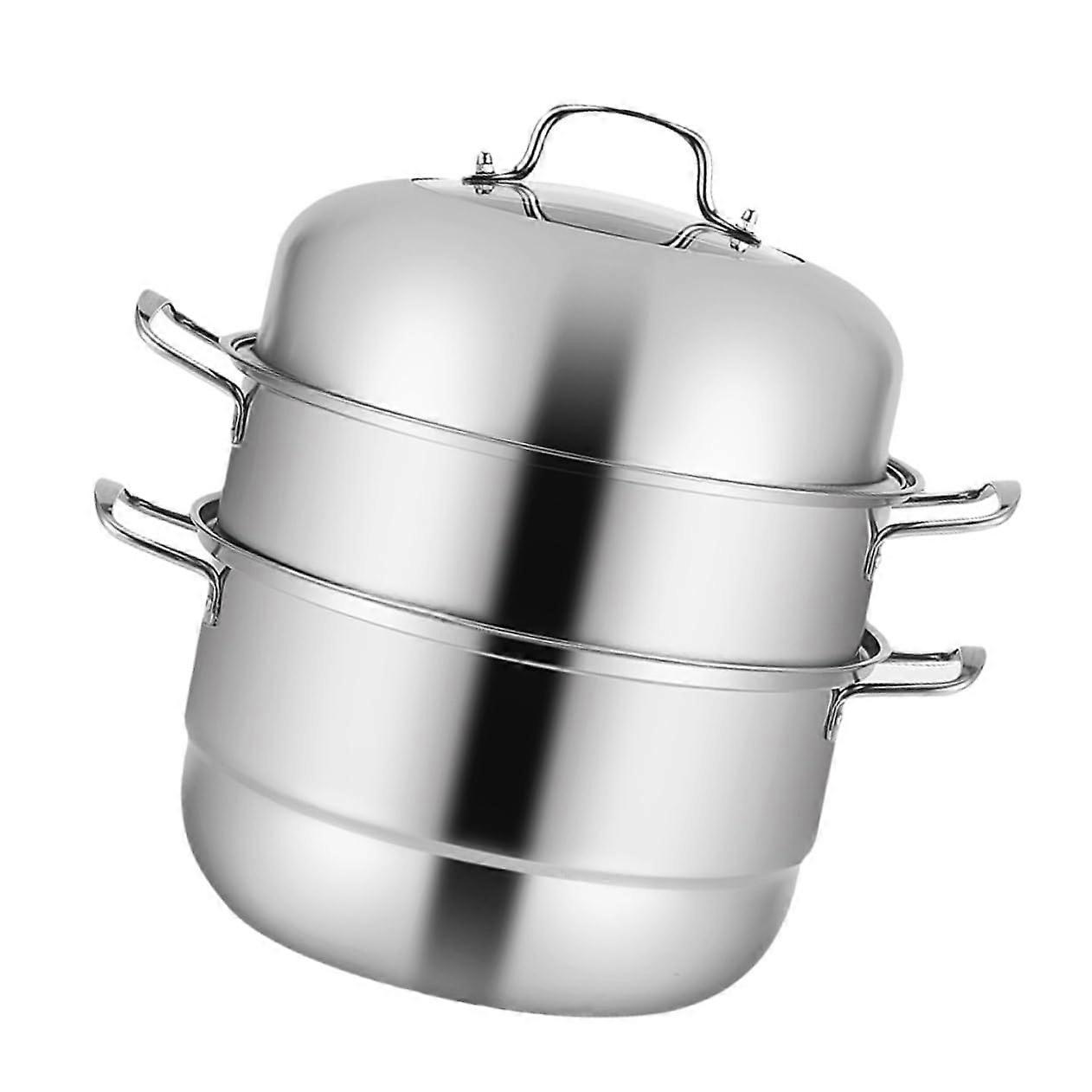 Pressure Cooker With Three-Layer Steamer, Induction And Gas Compatible, Dishwasher Safe, Soup Pot Or Steamer