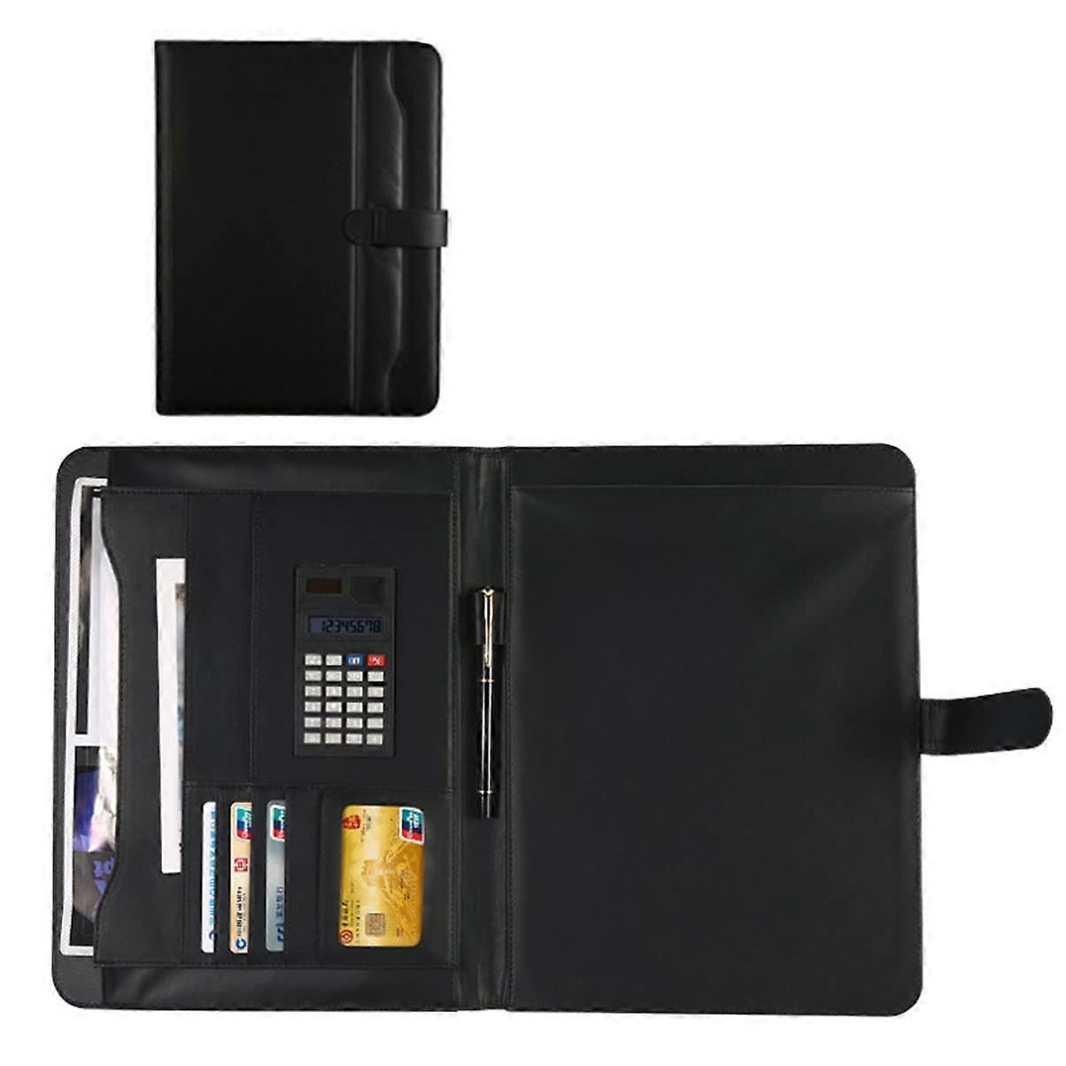 A4 Schreibmappe Business Padfolio Organizer with Zipper, PU Leather Document Holder for Conferences and Presentations