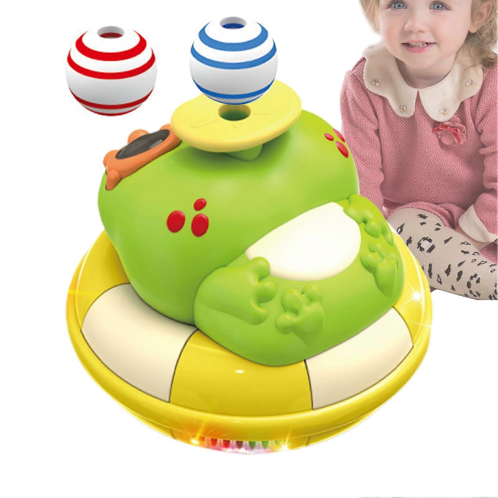 Interactive Light-Up Blowing Ball Toy for Kids, Rotating Effects, Cute Elephant Design, Yellow Color for Home and Garden