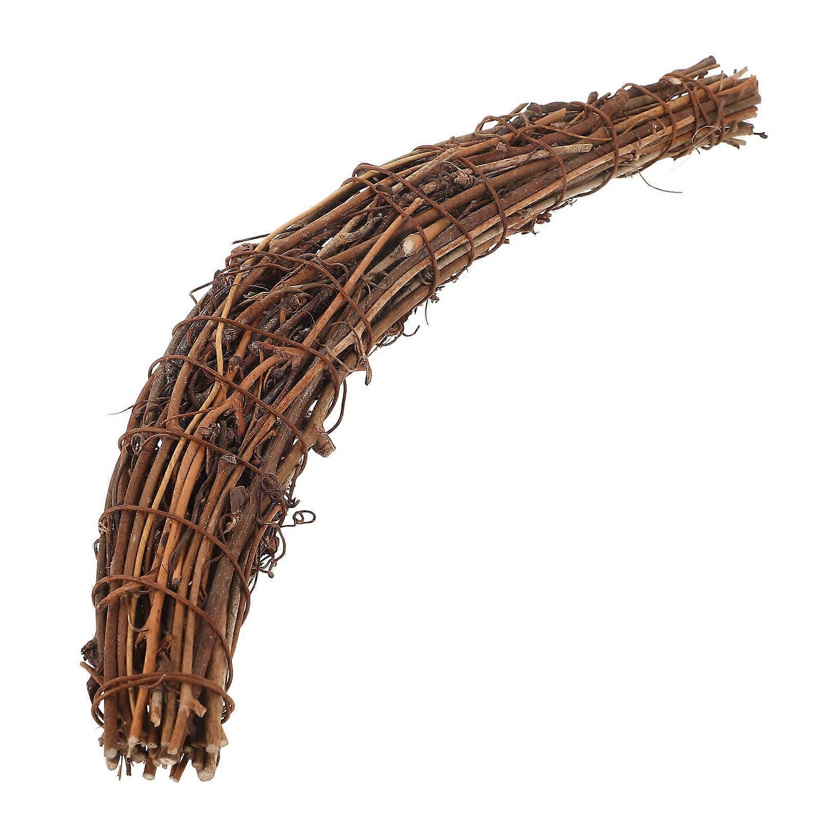 Crescent Moon Wreath Frame For Holiday Decor Hand Woven Craft Supplies Coffee Color 1Pcs