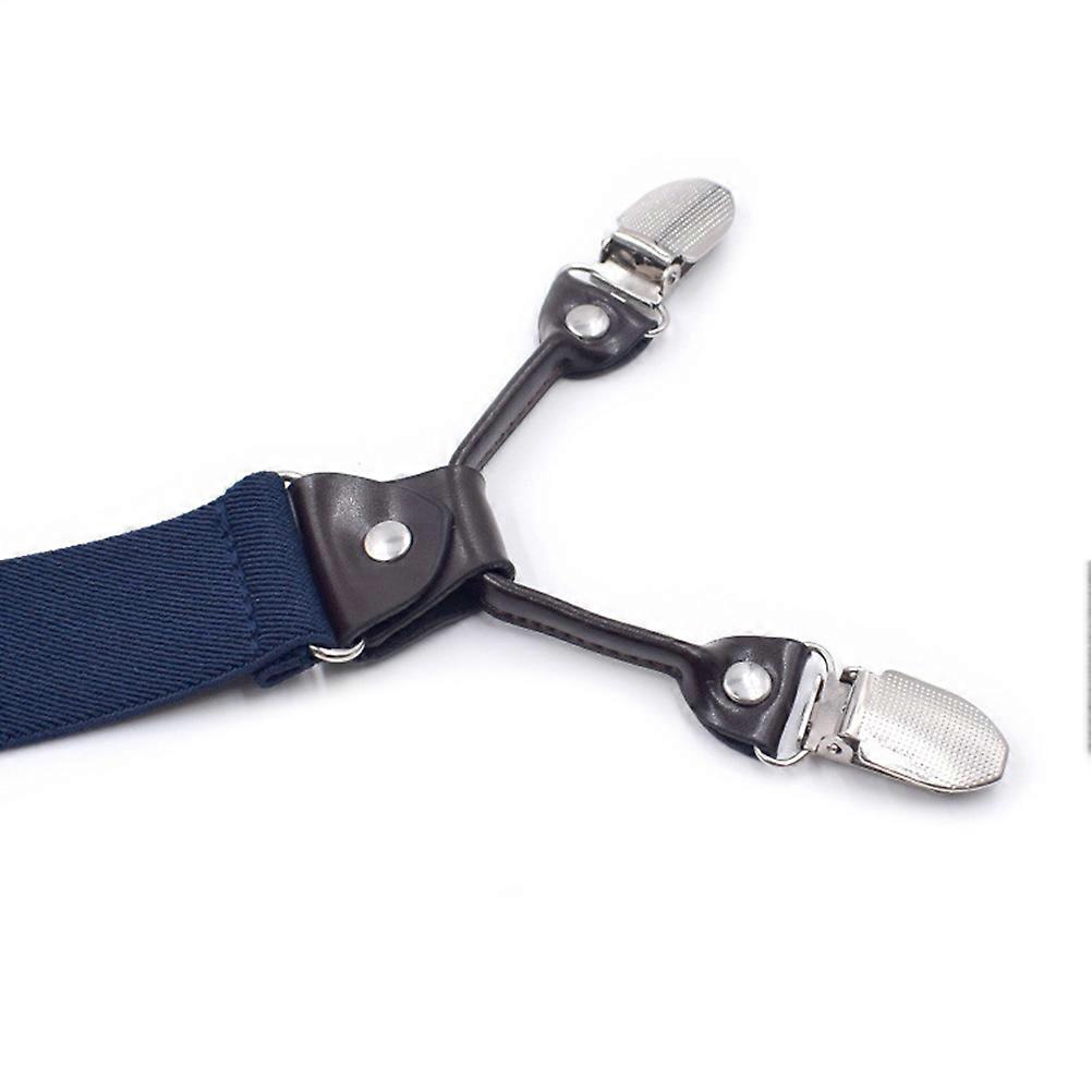 6 Clips Elastic Suspenders For Fashion Styling Trousers In Dark Blue 1Pcs