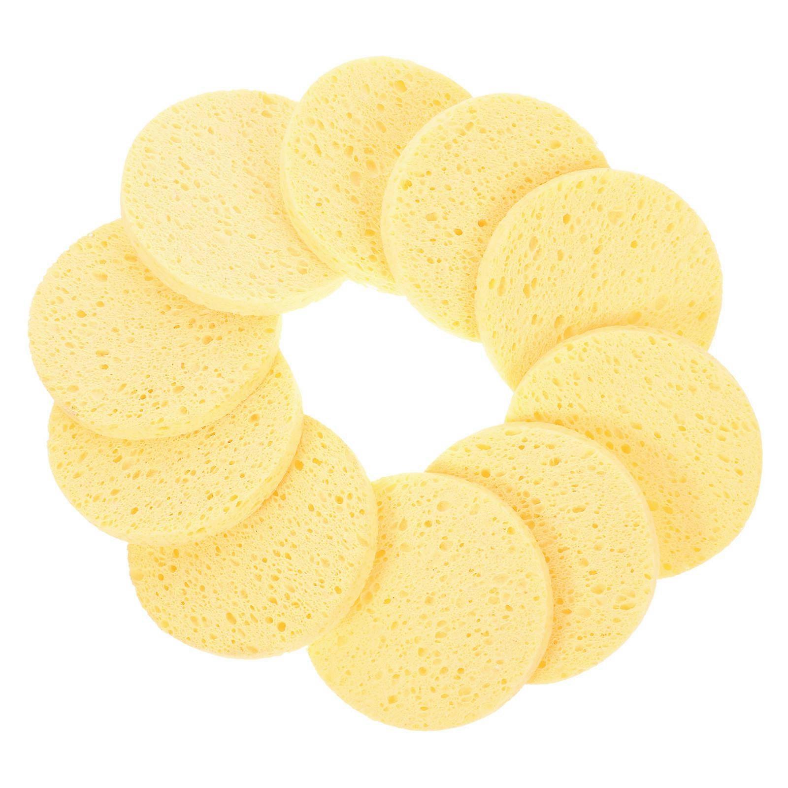 Yellow Facial Cleansing Sponges for Makeup Removal and Cleaning Use 10 Pcs Synthetic Material
