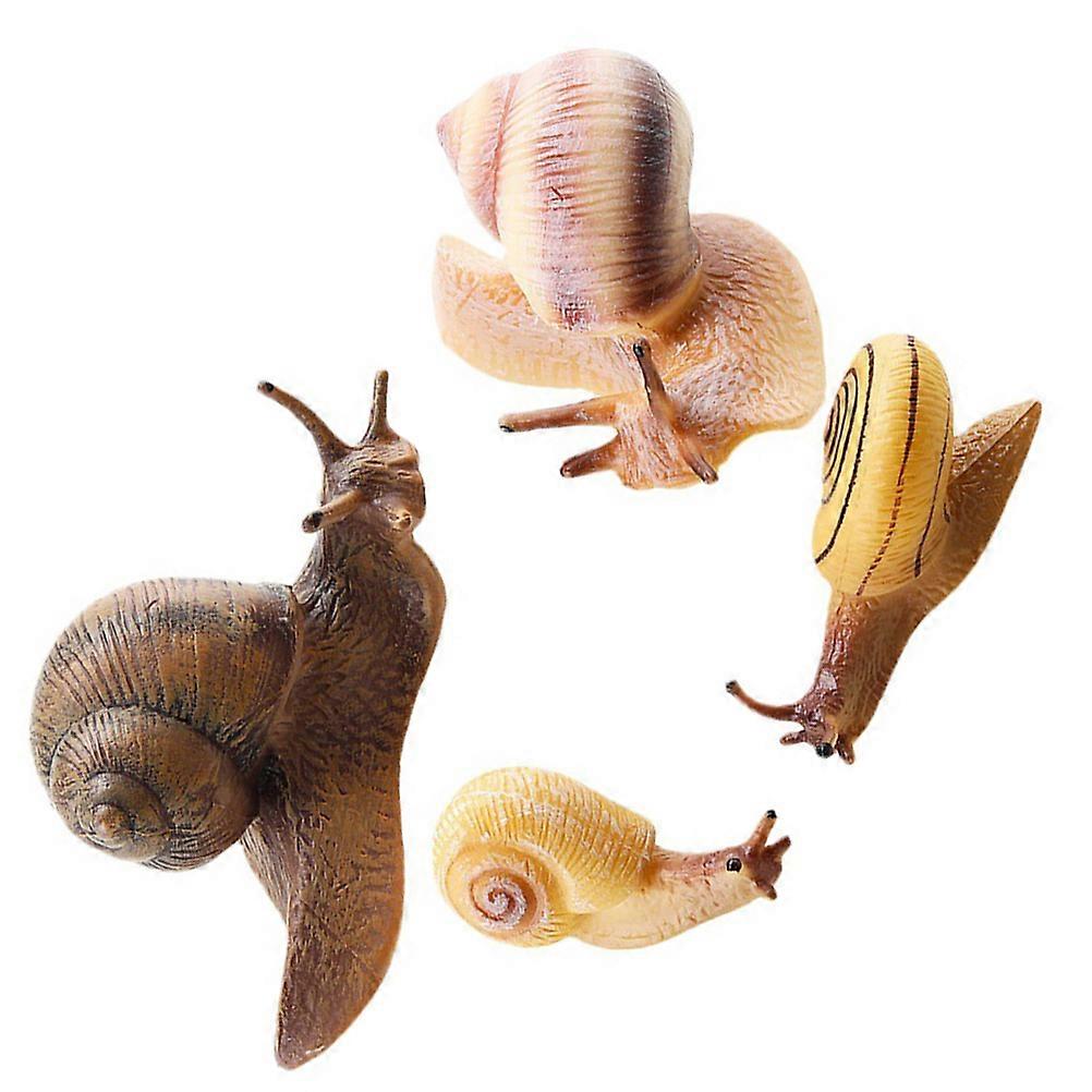 Garden Decor Snail 4Pcs Life-Like Model Figurines Suitable For Home Decoration Light Brown Color Enhancing Learning Fun