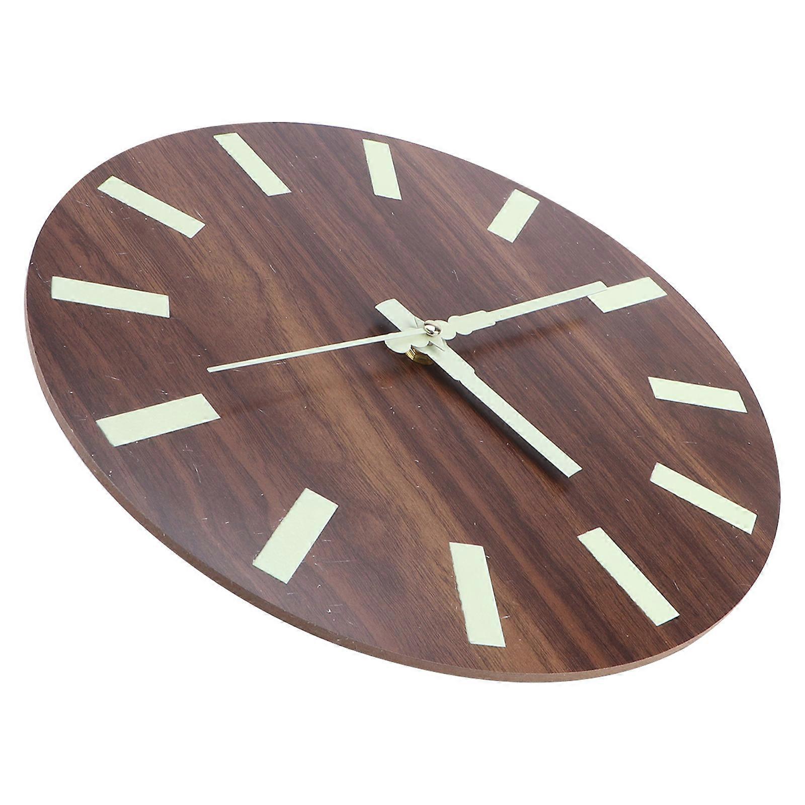 Simple Hanging Clock with Night Light for Home Timekeeping in Light Brown Wood 10.2 Inches