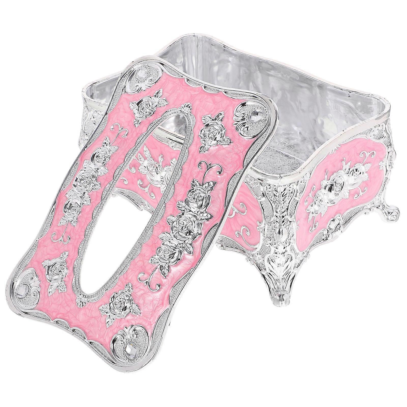 European Style Tissue Box Cover with Rose Design for Home Use Multi Color Plastic