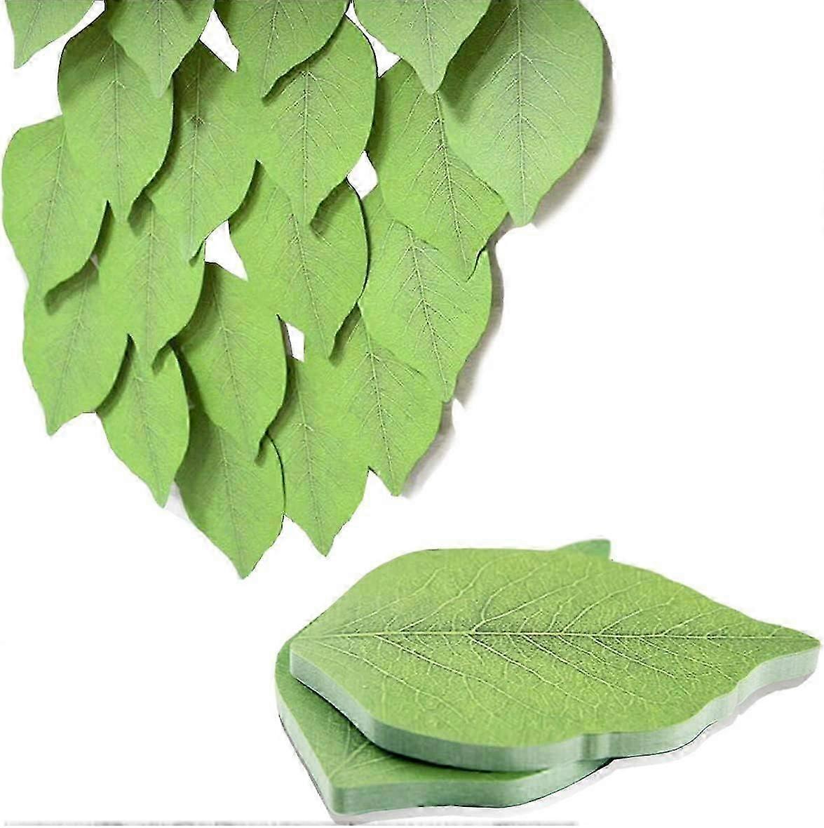 100 Sheets Sticky Notes, Beautiful Green Leaf-Shaped Self Stick Notes, 2 Pac Sticky Note Pads, Sticky Memo Setes
