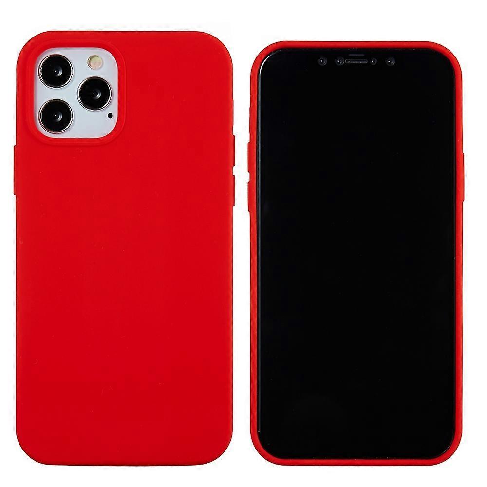 Liquid Silicone Solid Color Protective Phone Case for iPhone 13 Pro Max 6.7 inch - Red