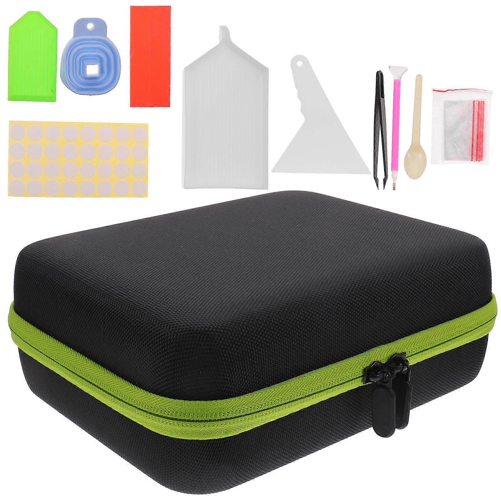 1 Set of Professional Diamond Drawing Tools for Diy Projects and Art Creation in Green Oxford Cloth and Plastic with Diamond Dotting Function