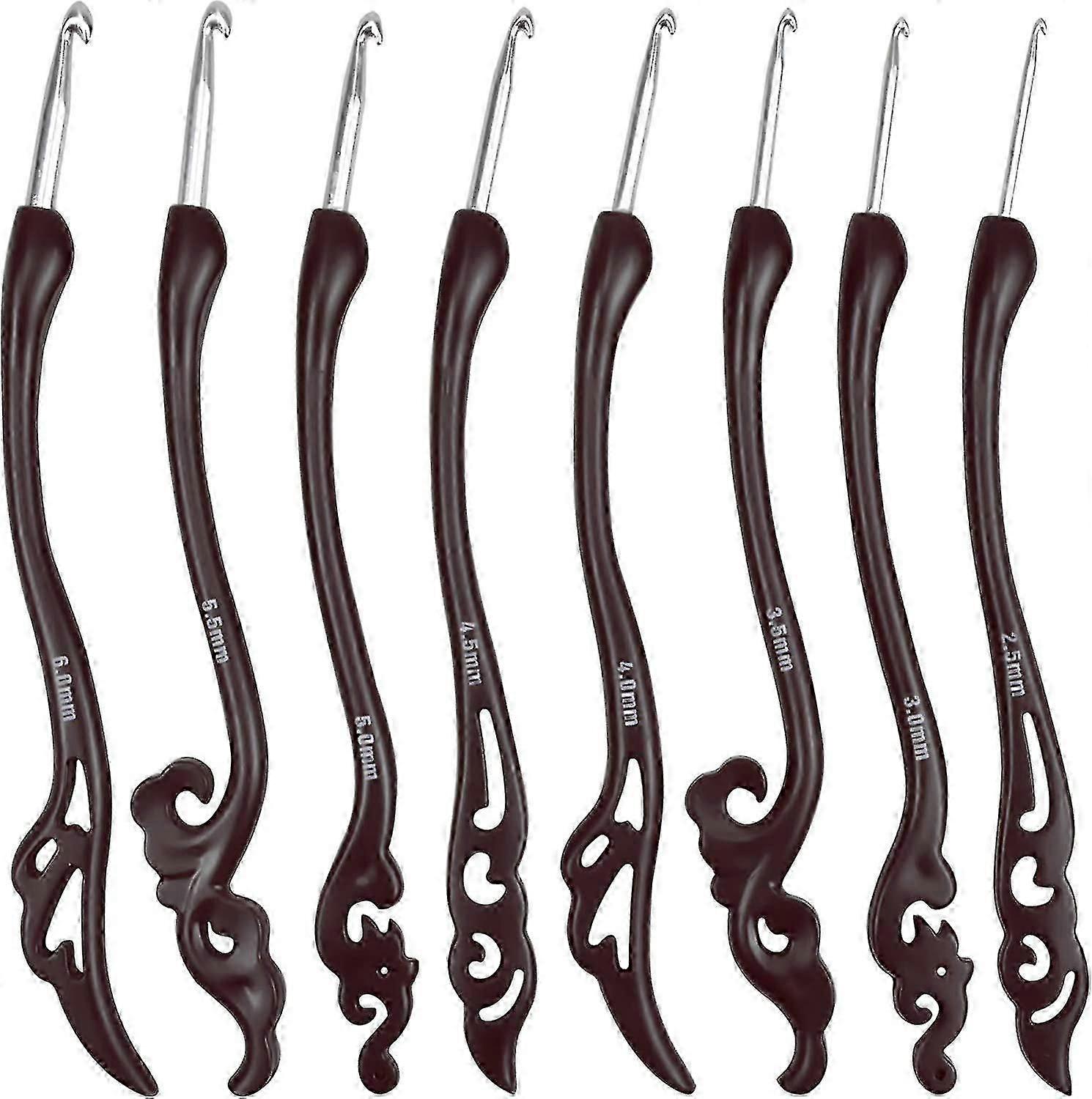 For 2024 8 Piece Knitting Needle Set, Crochet Hooks Set with Soft Aluminum Crochet Handle, Retro Style for Creative Crafting
