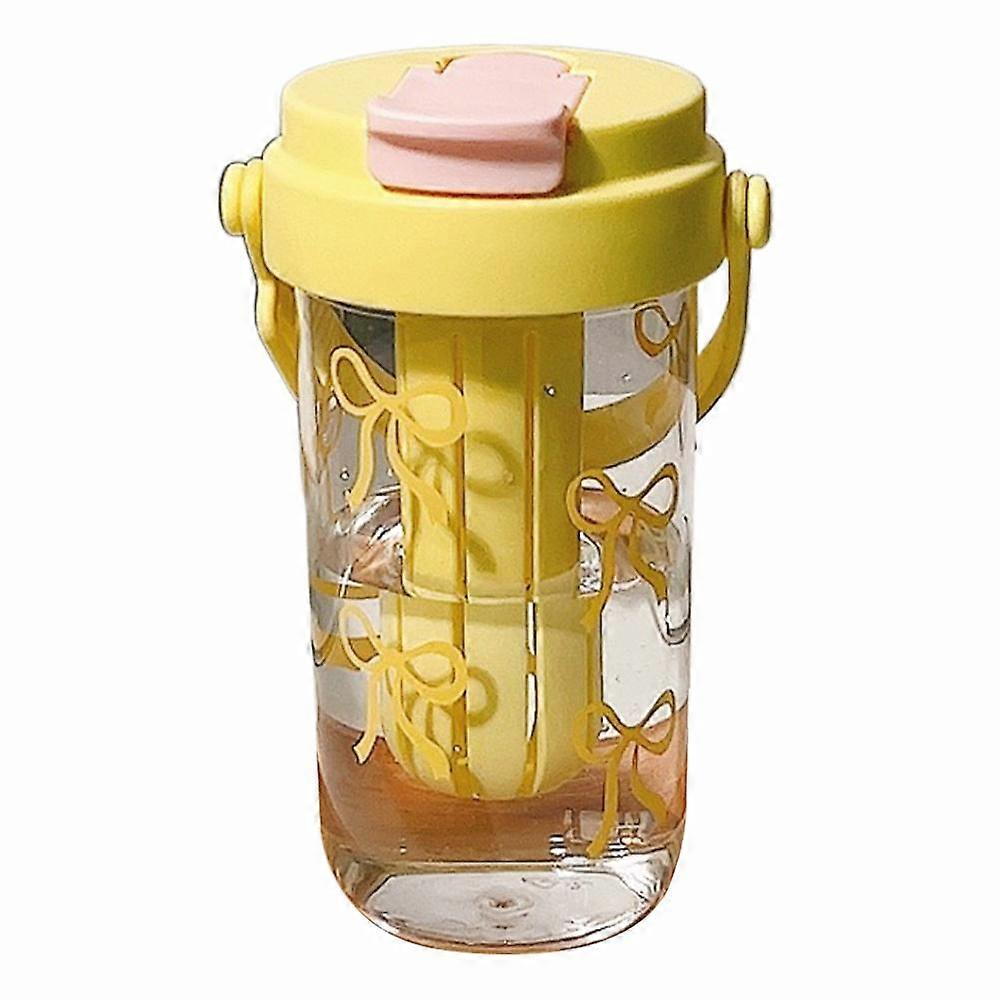 Tea Separation Cup Portable Student Bow Printed Straw Cup Large Capacity