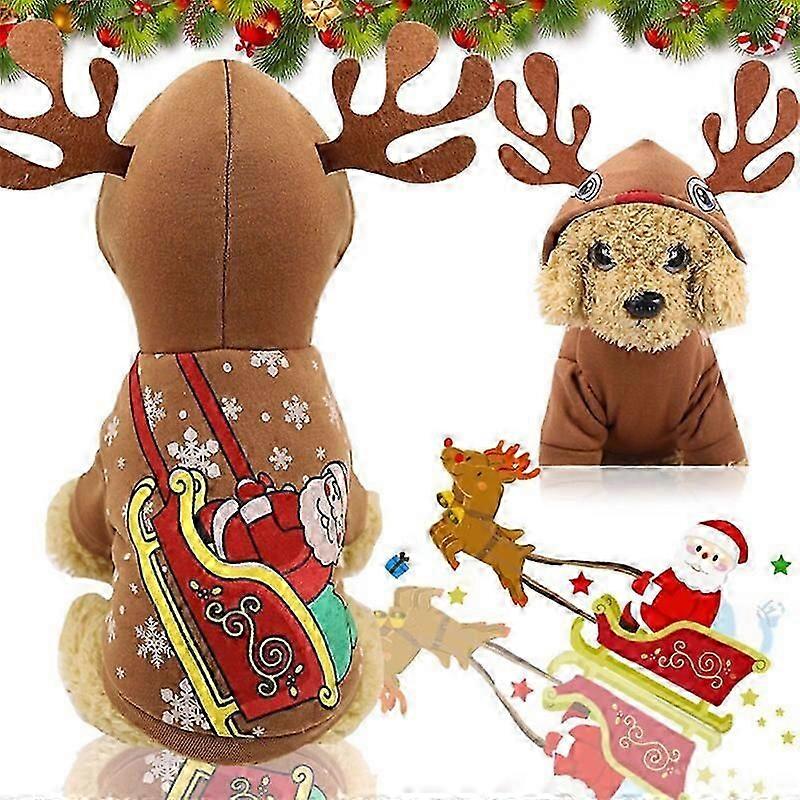 Julhundskläder Jultomten Xmas Tree Tryckt Husdjurskläder Nyår Festlig Valpdräkt Chihuahua Vest Skjorta