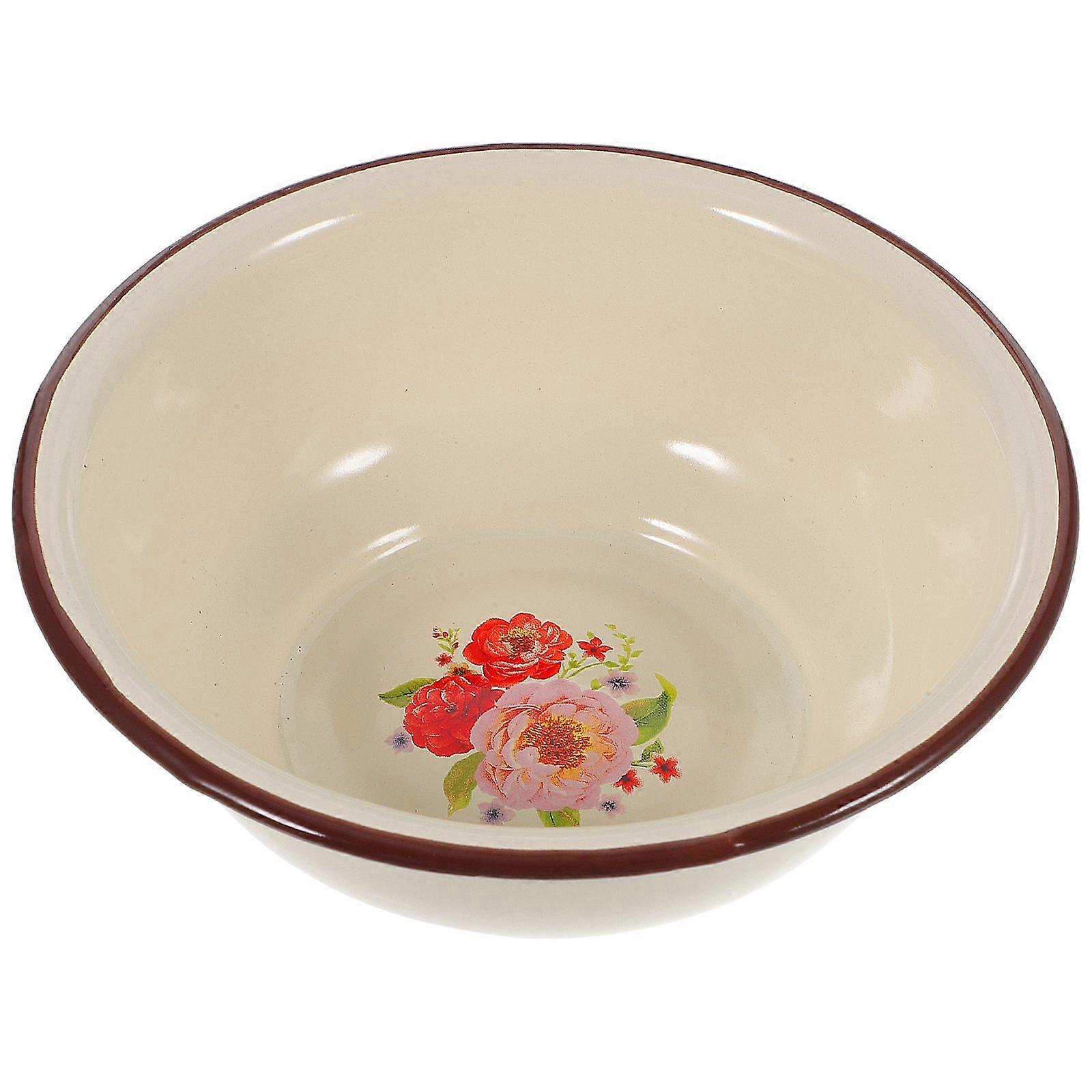 Old-fashioned Enamel Basin Multi-function Food Basin Retro Enamel Soup Bowl Enamel Noodle Bowl