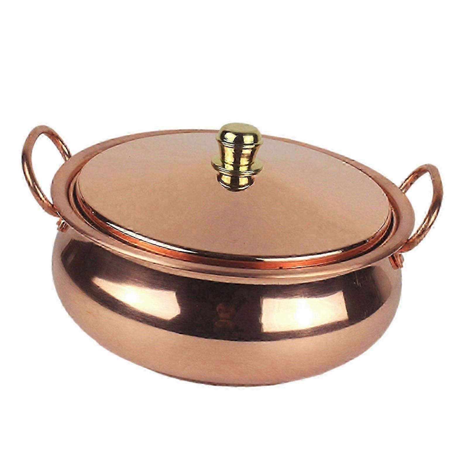 Olla de cobre binaural con tapa para una distribución uniforme del calor 18cm