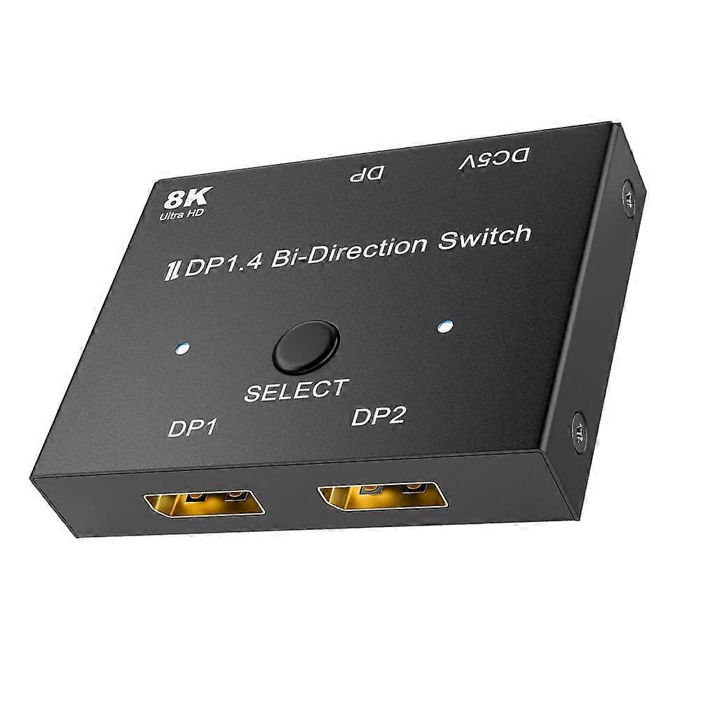 Home Office 2-in-1 DP Switcher 32.4Gbps Video Converter Portable Multi-Port Accessory for Dual Monitor Setup