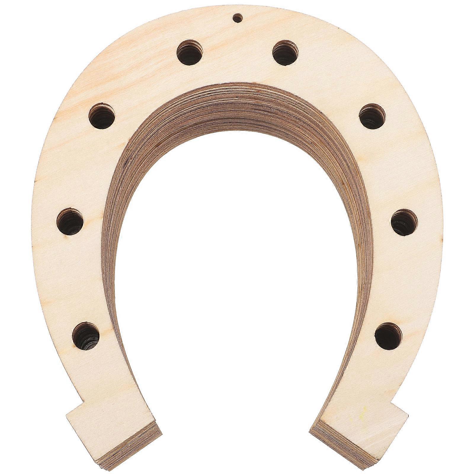 Diy Wooden Horseshoe Decoration for Artists Office Festival Khaki Material 24Pcs