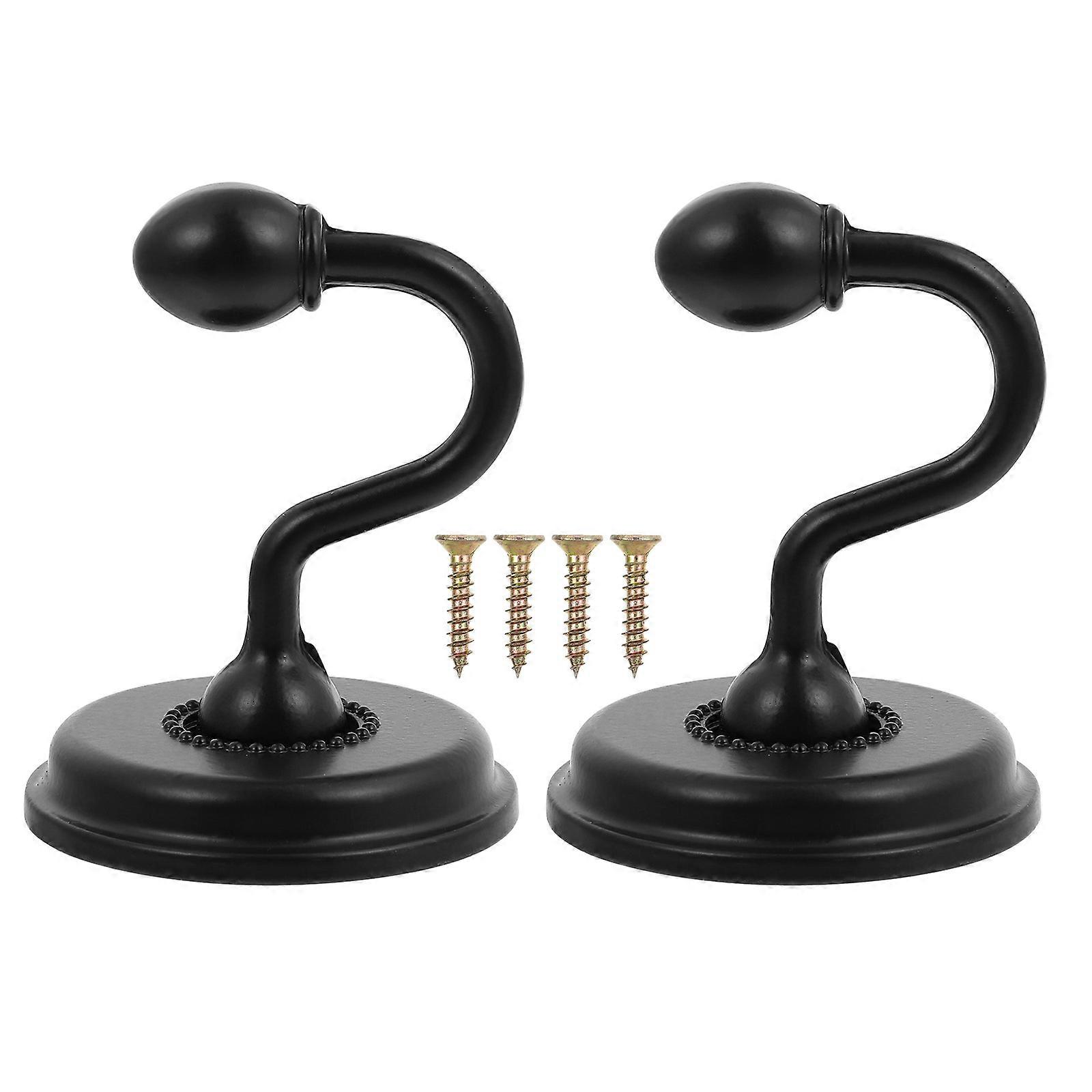 Curtain Hooks U-Shaped Black for Dressing Room Decoration 2Pcs