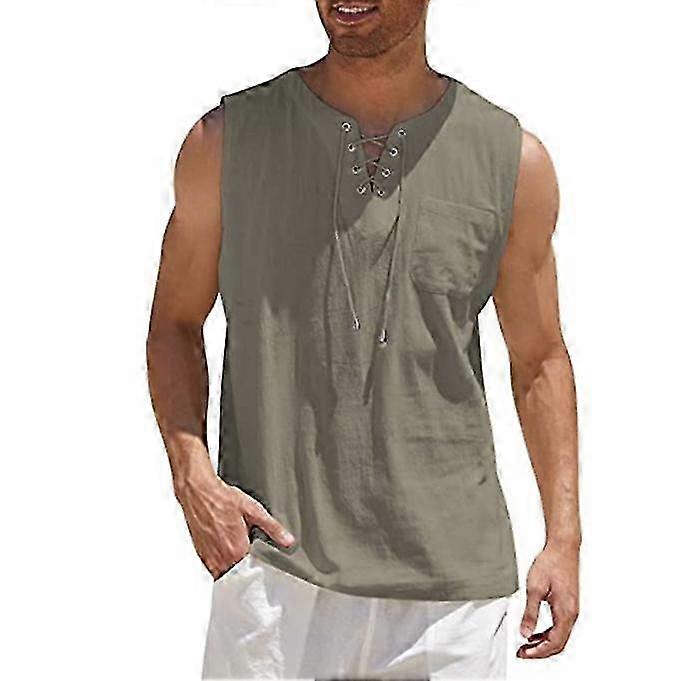 Erkekler İçin Bağcıklı Çentik Boyun Hippie Kazak Gömlek