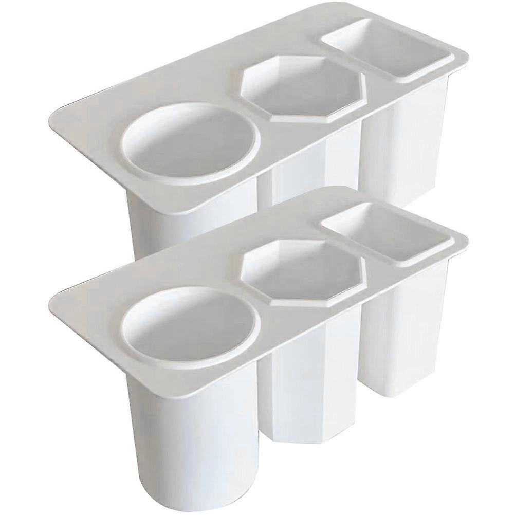 2pcs Large Capacity Multi Functional 3 Grids Plastic Stationery and