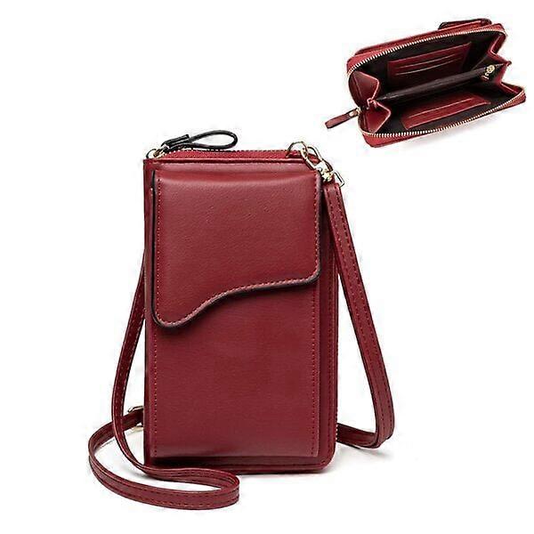 Women's leather wallet with magnetic snap front pocket and multi-purpose design