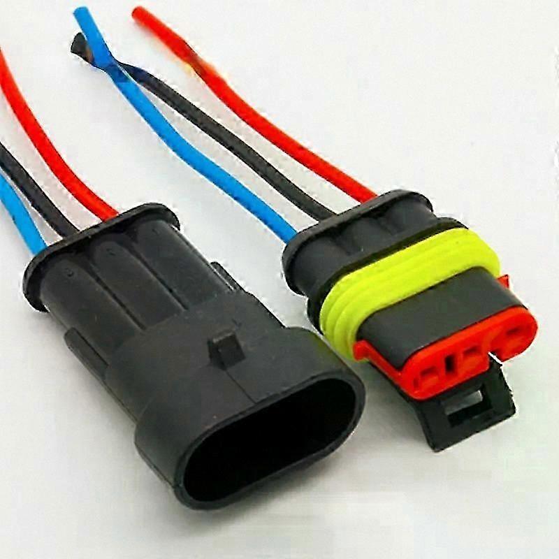 Waterproof 3-Pin Electrical Wire Connector Plug Set with Cable for Auto Applications