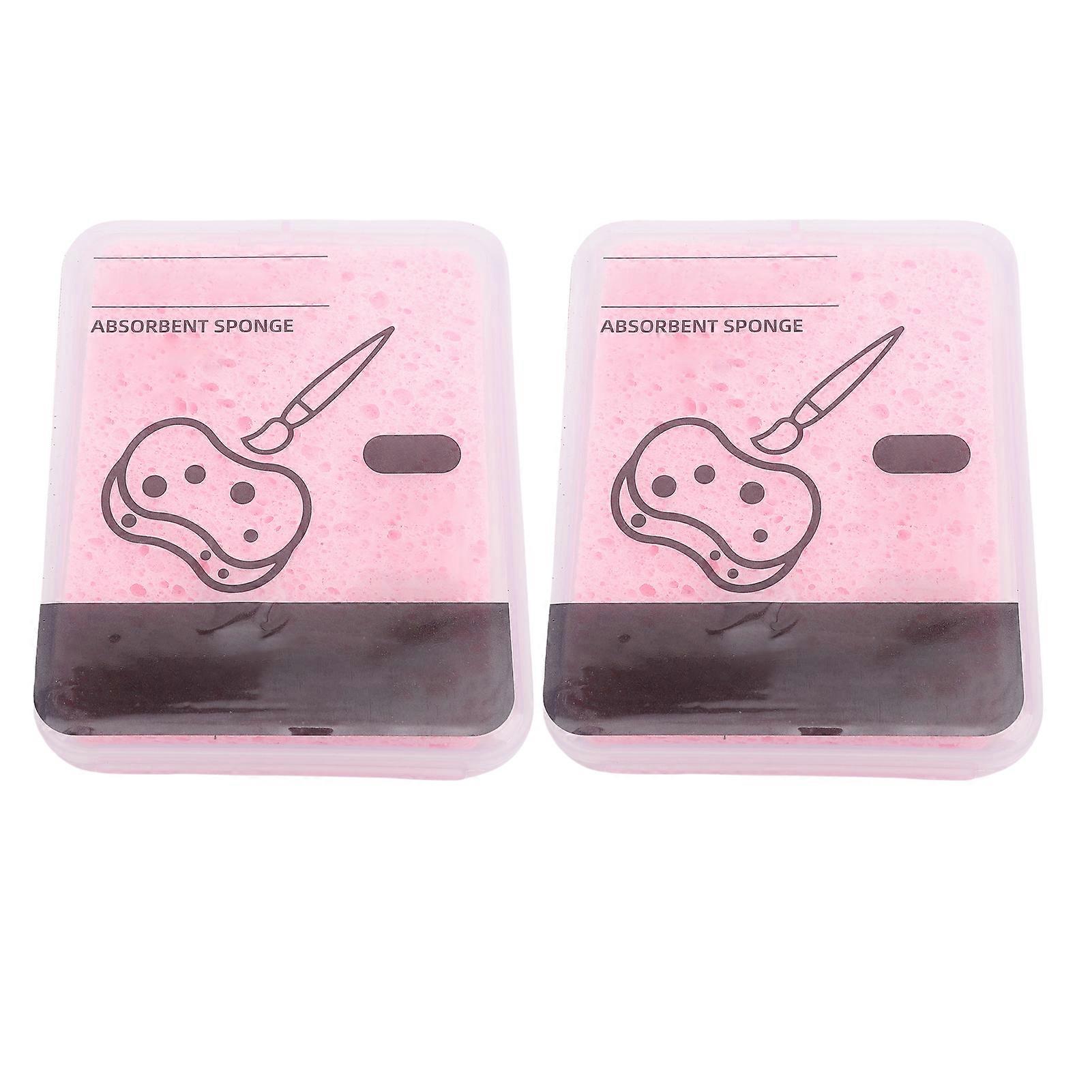 2PCS Rectangle Artist Sponges High Elasticity Reusable Portable Art Water Absorbent Sponge with Storage Box for Painting