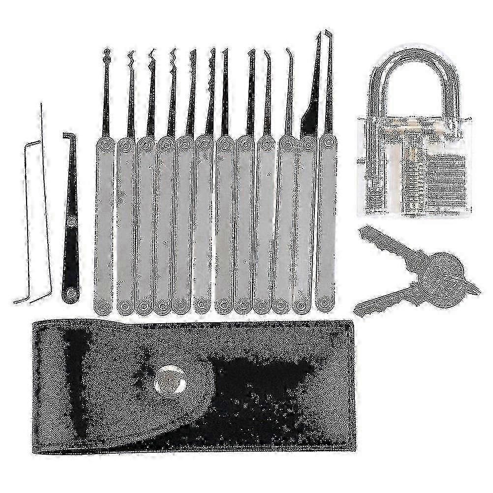 Locksmith Beginner 15 In 1 Lockpicking Training Tool Set Lockpicking Practice Tool Set With Crystal Padlock And Key