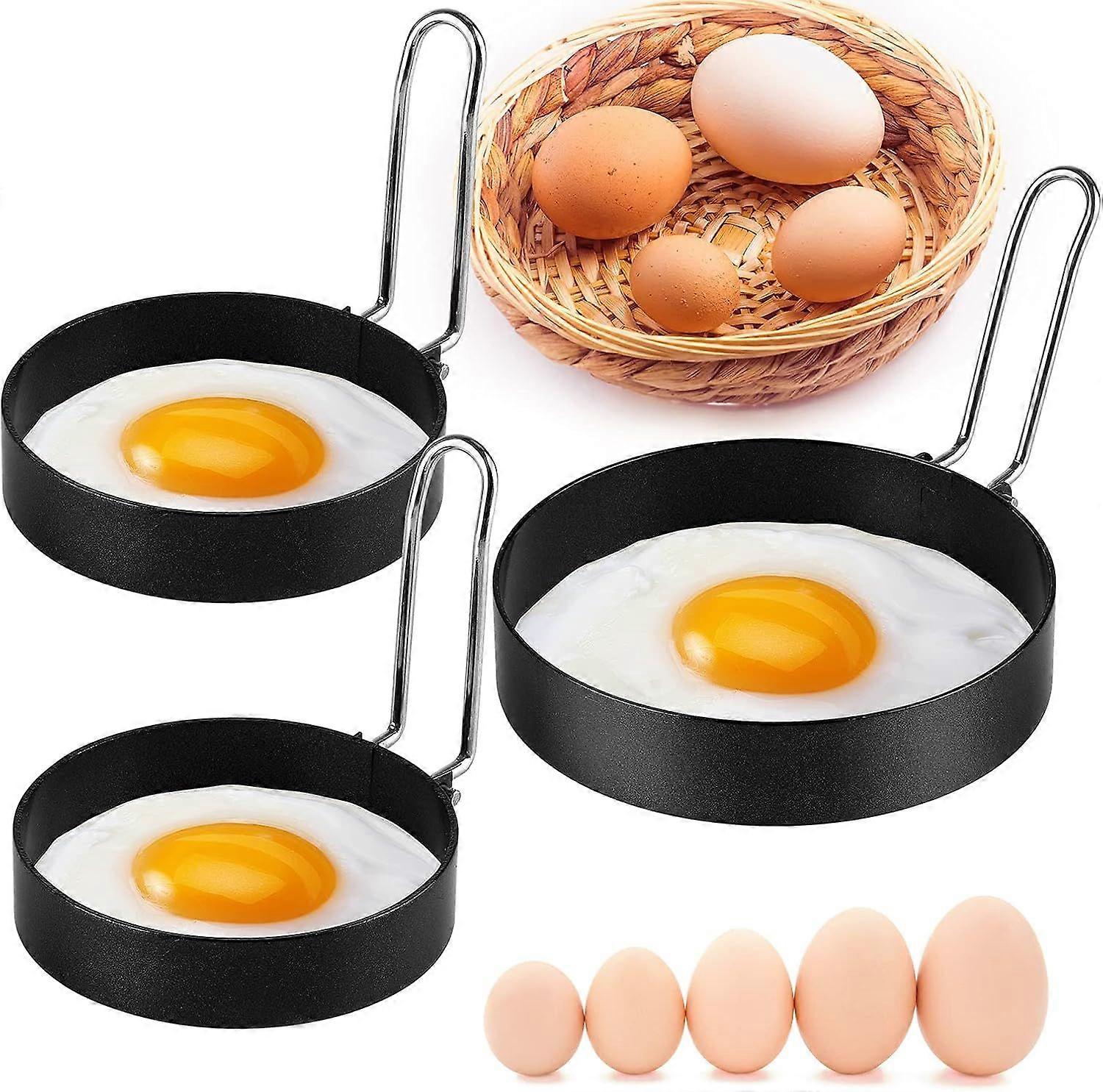 3-piece egg ring set with 10.2 cm egg mold, silicone brush, spatula and