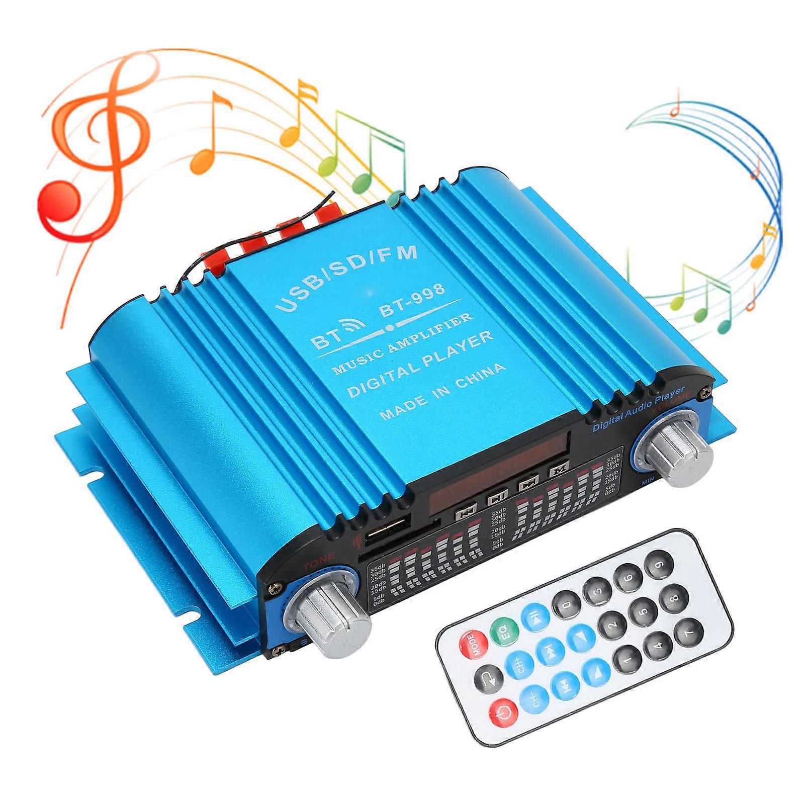 12V Wireless Bluetooth Car Amplifier 20W x4 with Remote Control