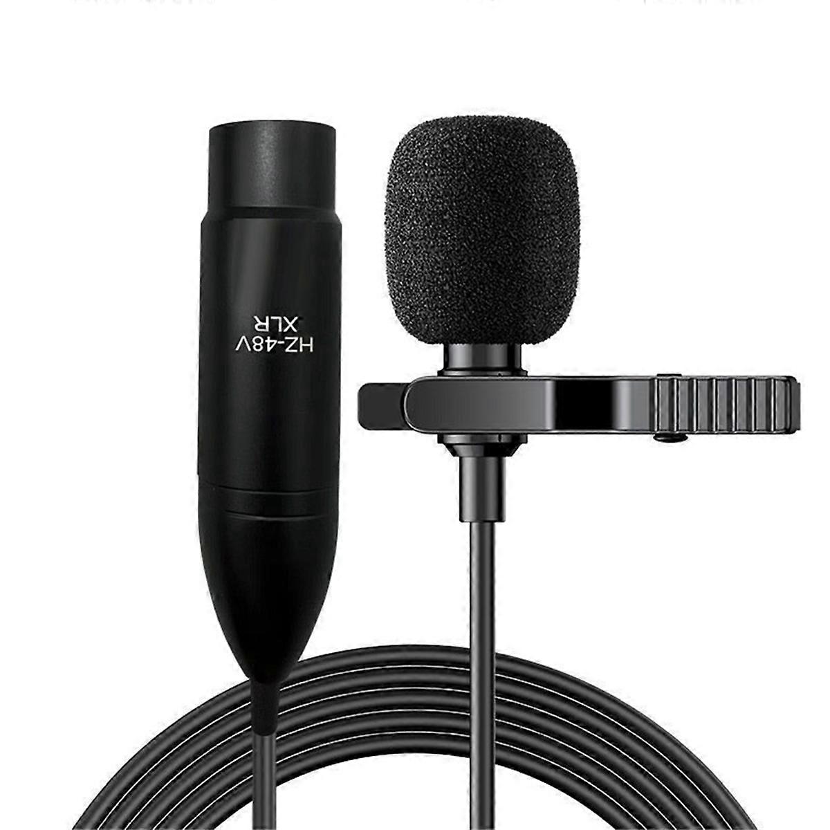 Lavalier Live Mini Microphone Wired HD 48V 3-Pin XLR Connector Recording Device for Recording Sound Card, Live Broadcast