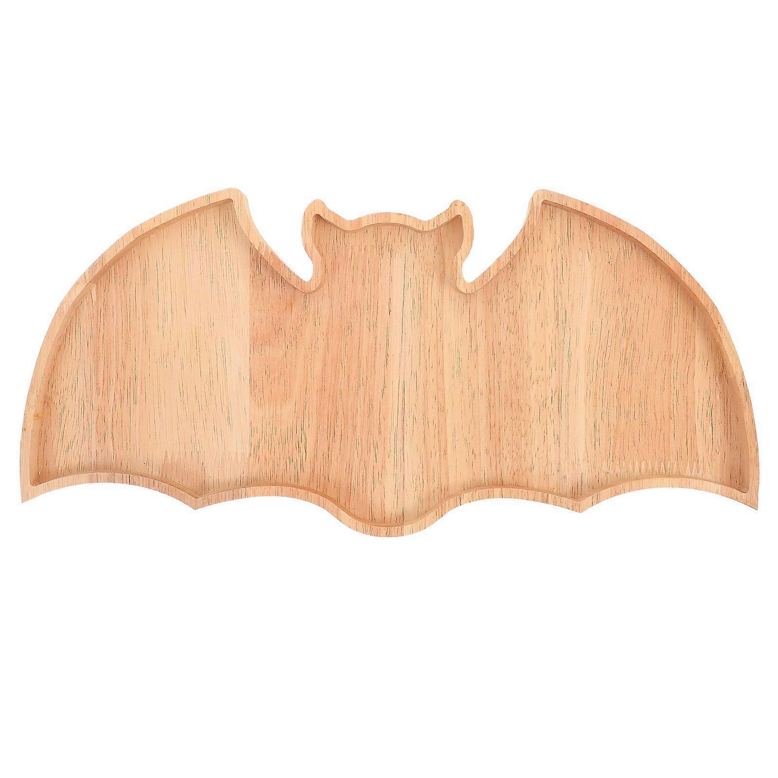 Bat Shape Candy Plate Wooden Candy Serving Plate Halloween Biscuits Plate