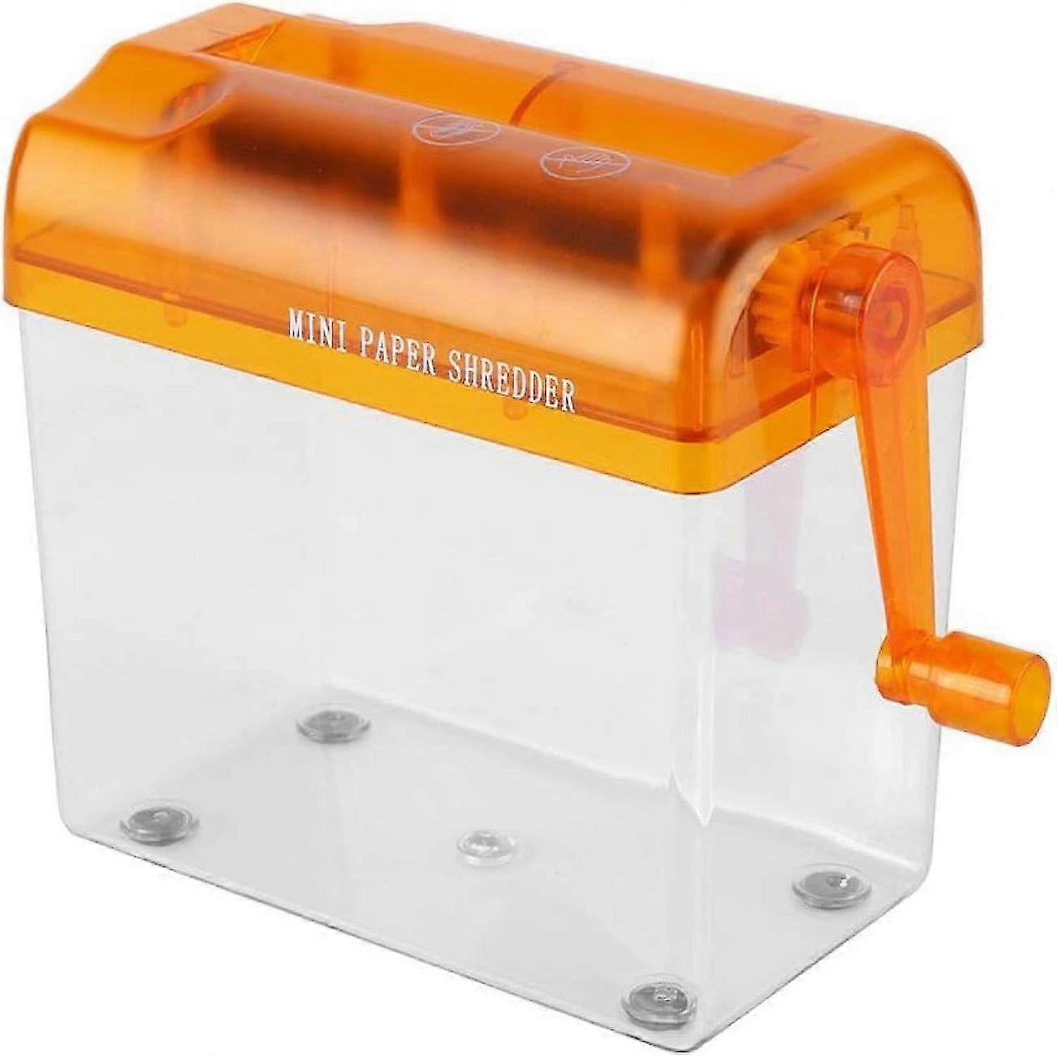 Manual Shredder, A6 Hand Crank Paper Shredder Portable Mini Paper Cut Tool (Orange)
