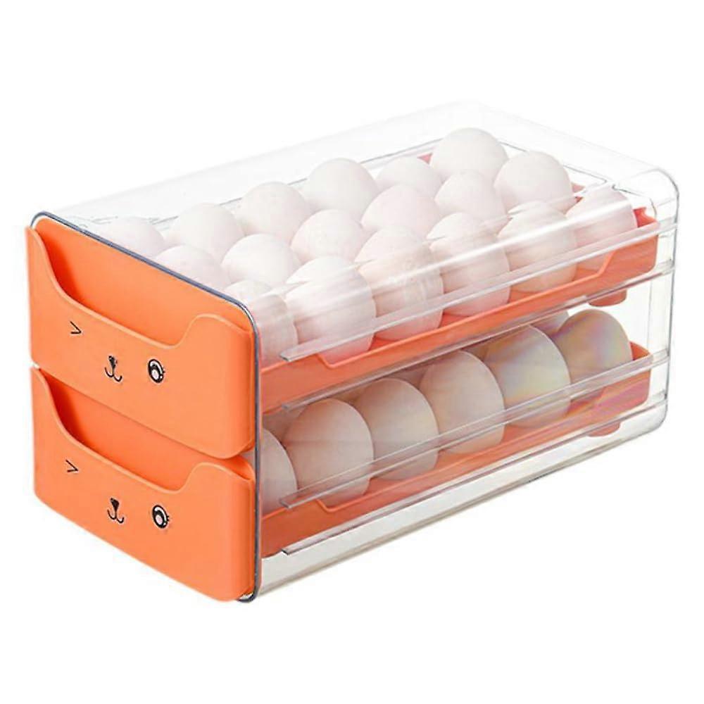 Drawer Type Layer Egg Box 36 Capacity, Refrigerator Storage, Stackable Kitchen Tray For Chicken And Duck Eggs, Orange