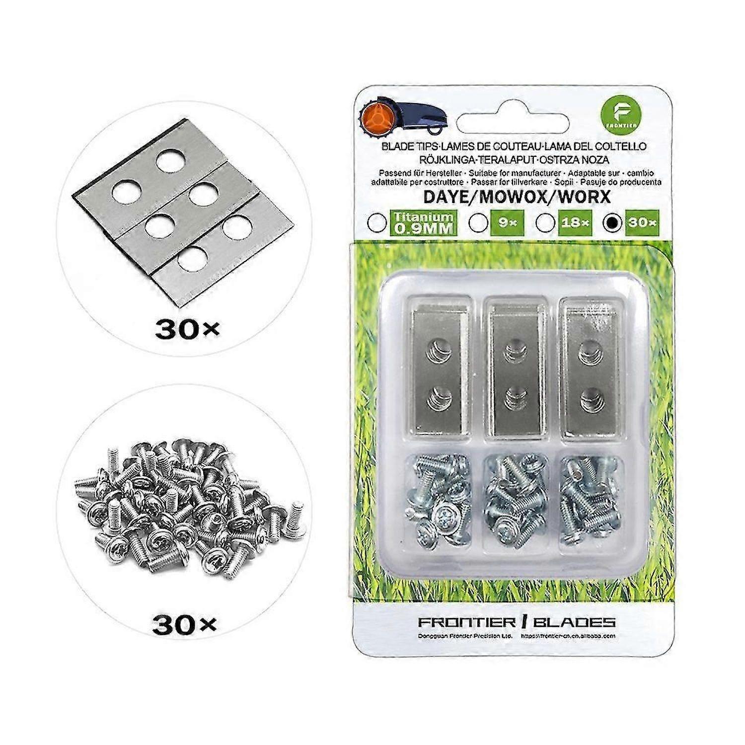Replacement Blades for Robot Lawn Mower - 30 Replacement Parts Compatible with Worx Landroid, Models with Premium Quality ScrewsSilver) -HK908