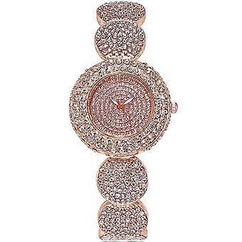 Luxe modehorloge voor dames - Vergulde stalen band Strass ingelegde legering design horloge