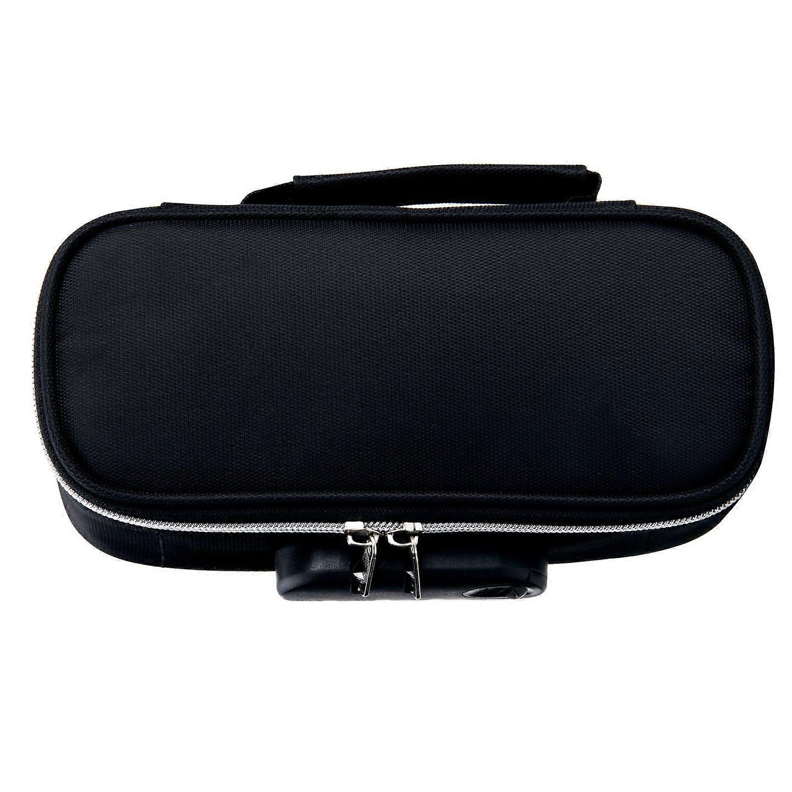 Large Capacity Stylish Canvas Lockable Pencil Case for High School Students Black