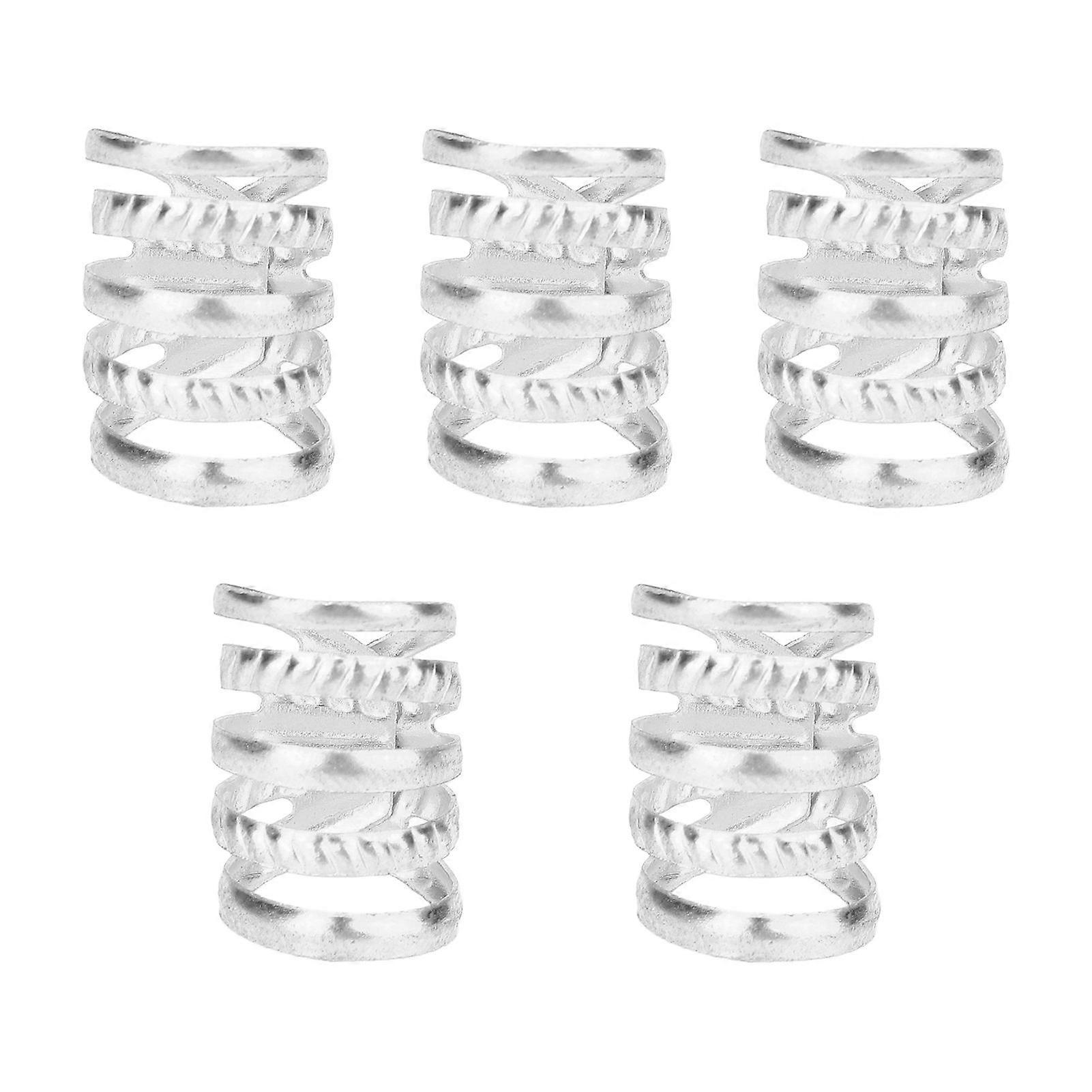 5pcs Spring Hair Beads Metal Retro Style Beard Dreadlocks for Weeding Party CosplaySilver