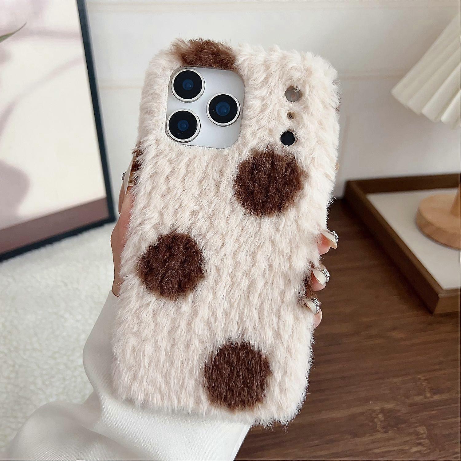 For iPhone 17 Pro Max Case Polka Dot Plush Soft TPU Phone Protective Cover