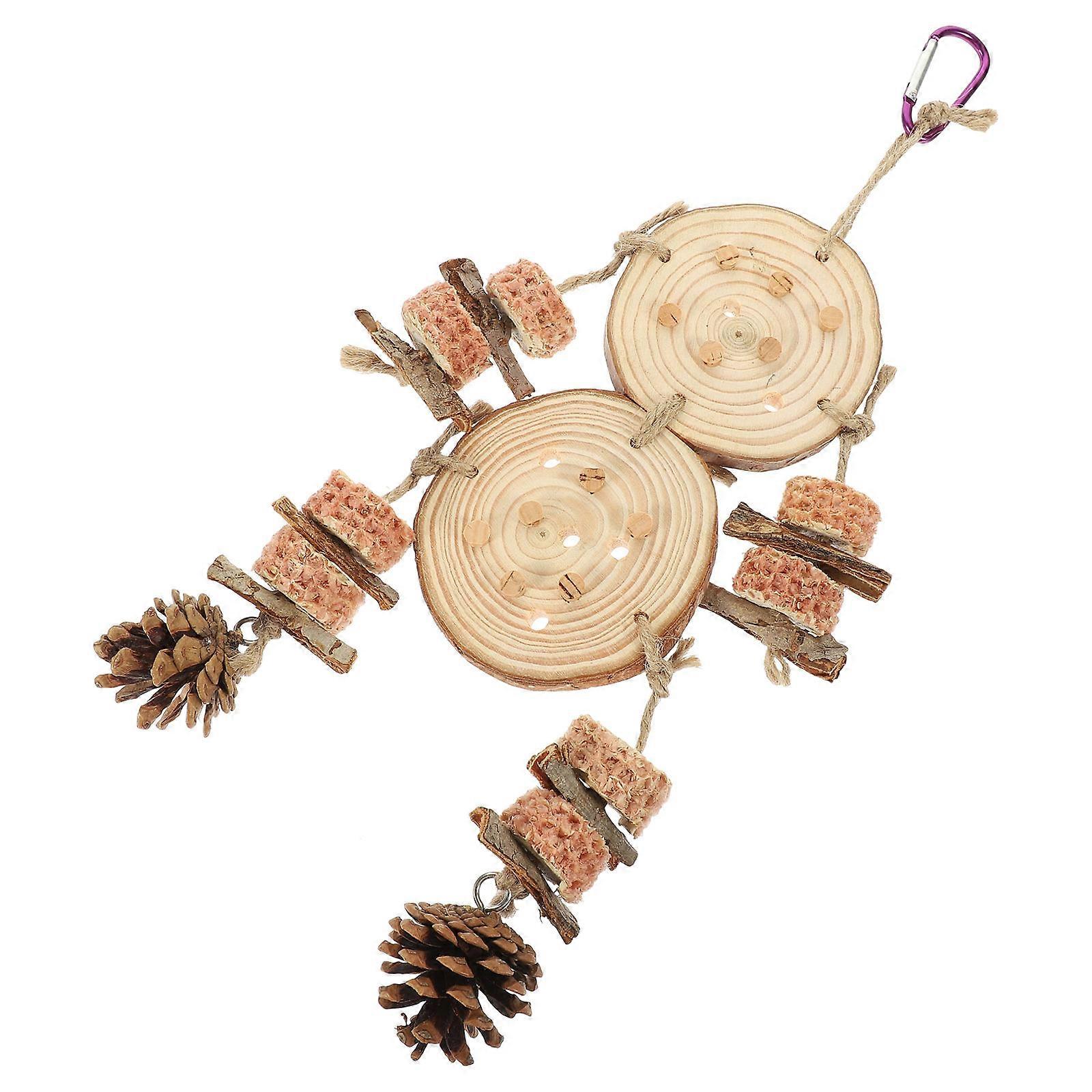 Wooden Bird Toy Parrot Chewing Toy for Pet Use 3Pcs Hanging Plaything