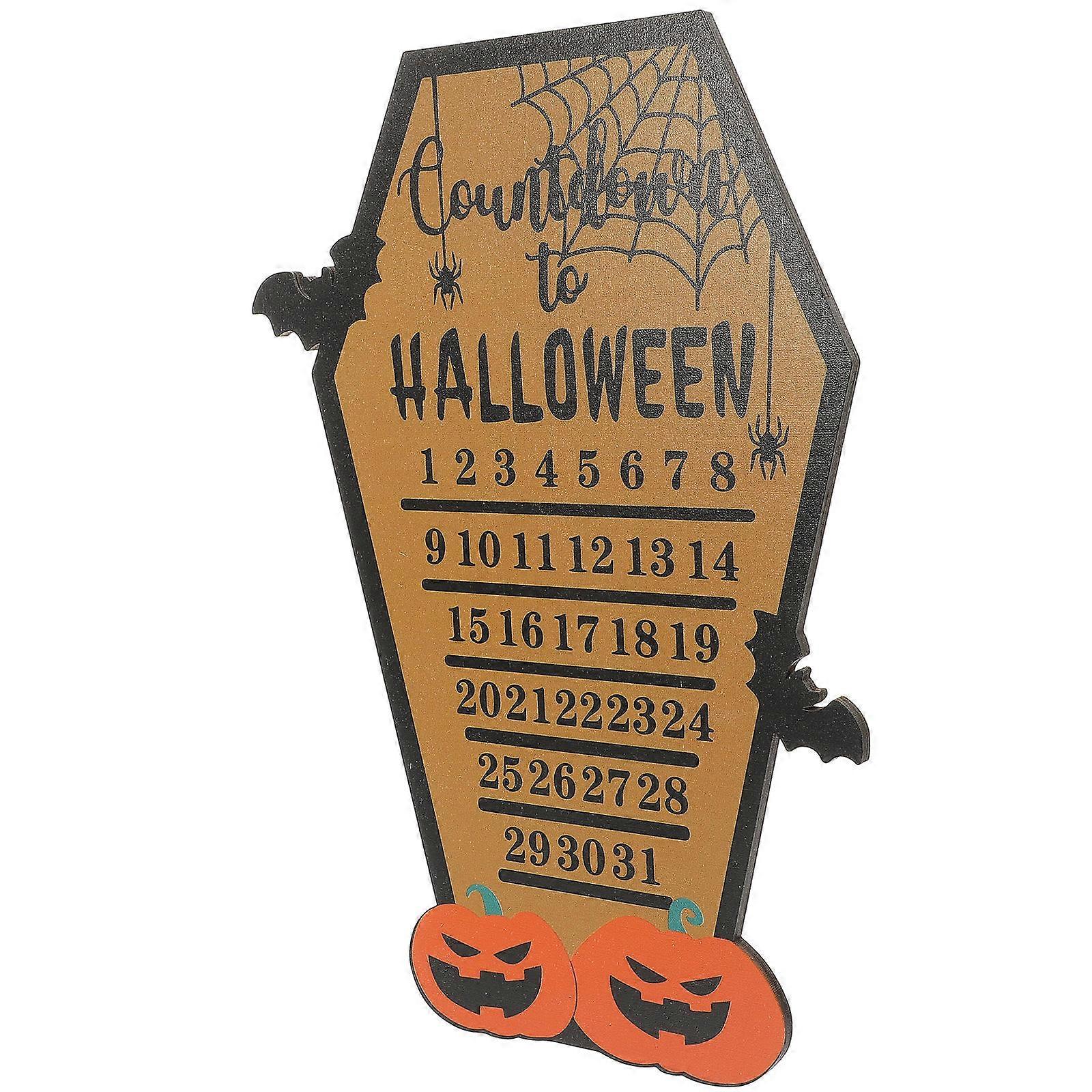 Halloween Advent Calendar Countdown Wooden Decor 2Pcs for Party Decoration