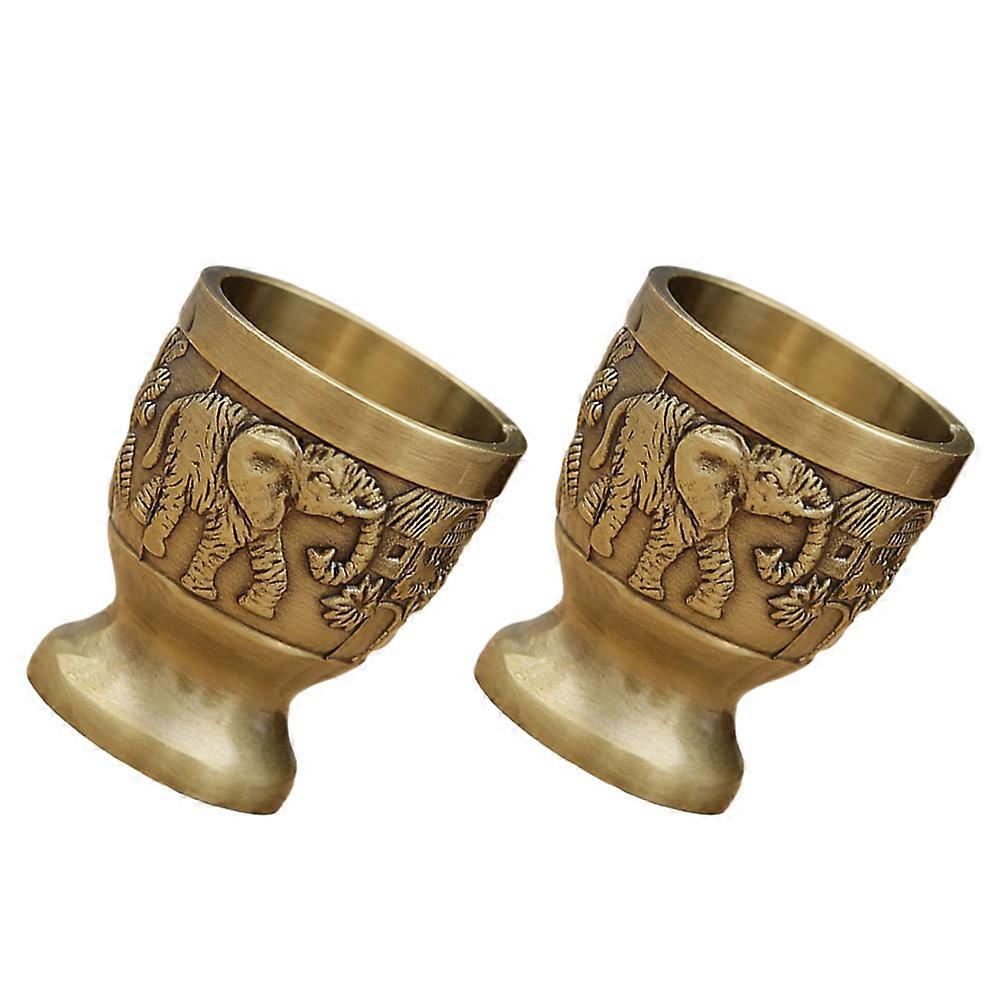 Golden Zinc Alloy Retro Wine Cups Whiskey Drinking Cups for Decor 2Pcs