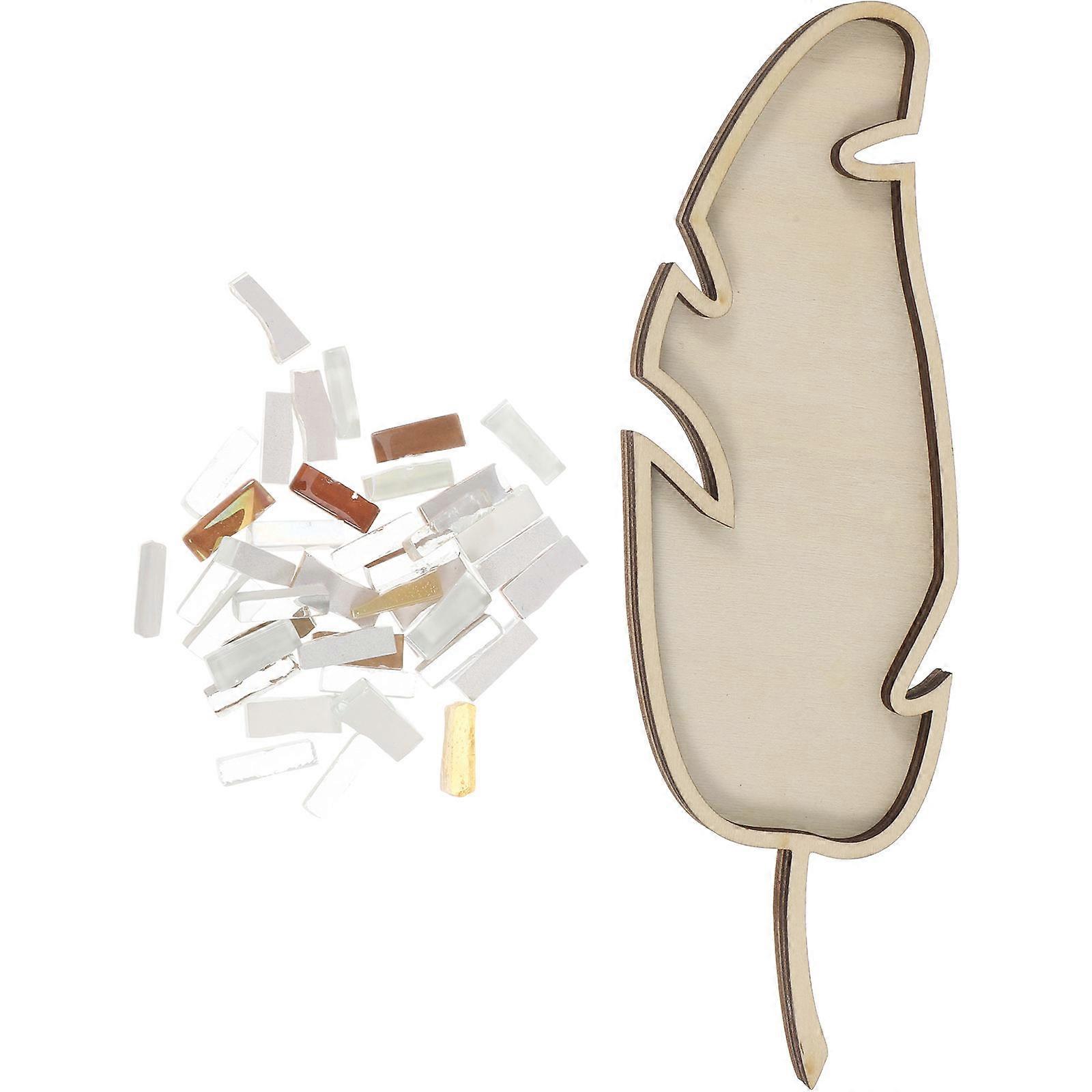 Tiles for Crafts Bulk DIY Mosaic Craft Kit with Leaf Shaped Wooden Base 5Pcs