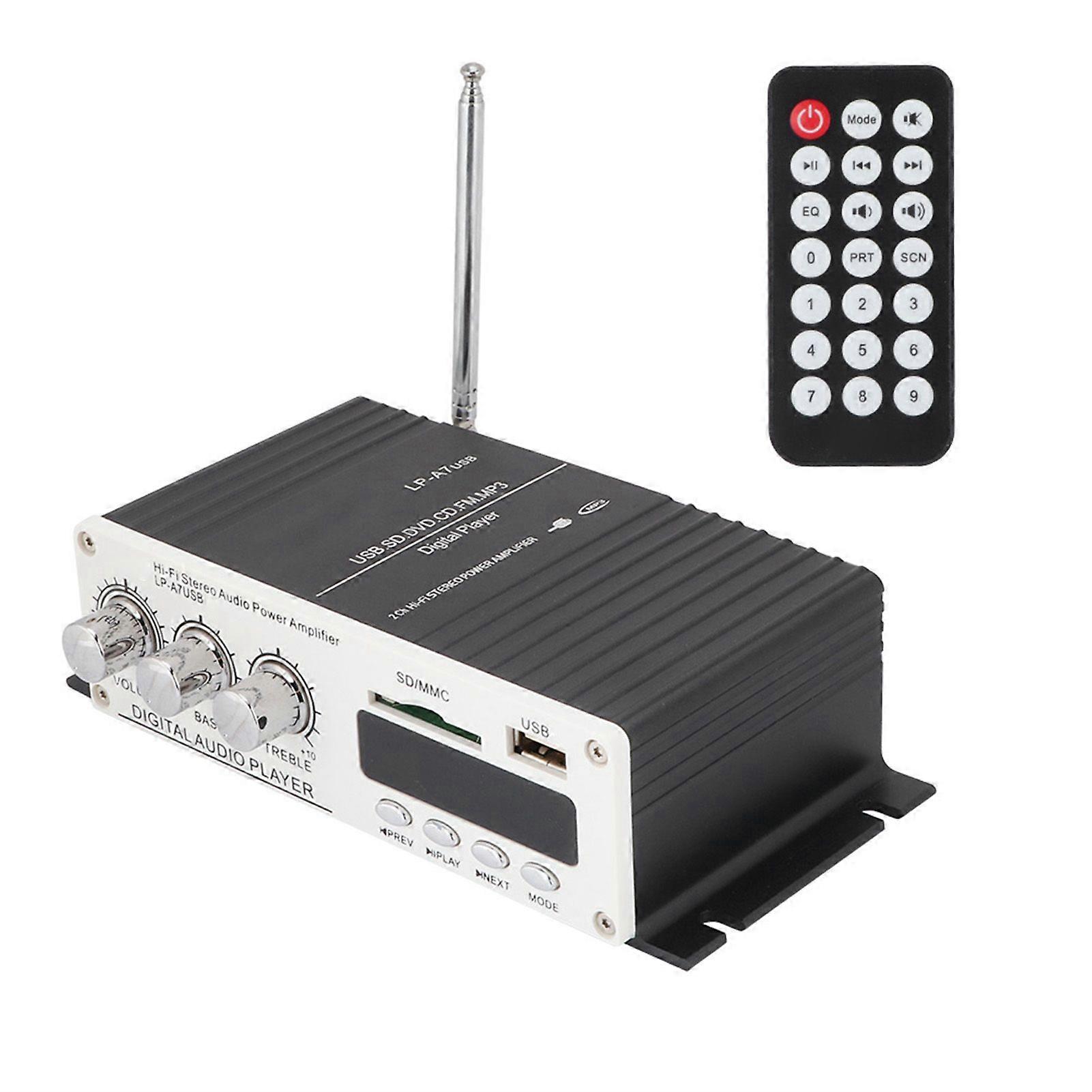 Bluetooth A7 Digital Audio Speaker Power Amplifier FM with Remote/USB/MP3