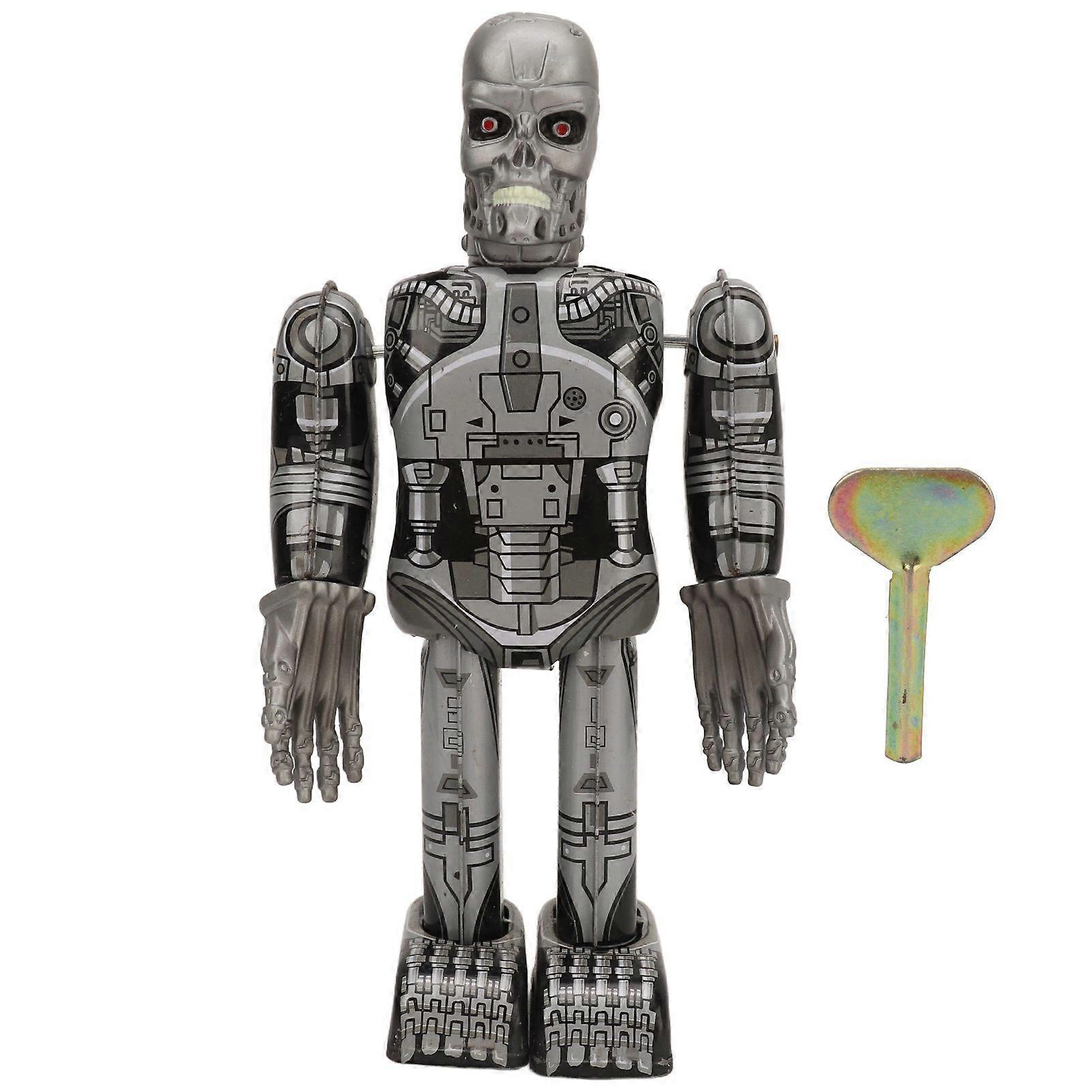 Wind Up Vintage Skull Robot Toys Clockwork Walking Toy Tinplate Toy for Collection Decoration Gift Birthday Adults