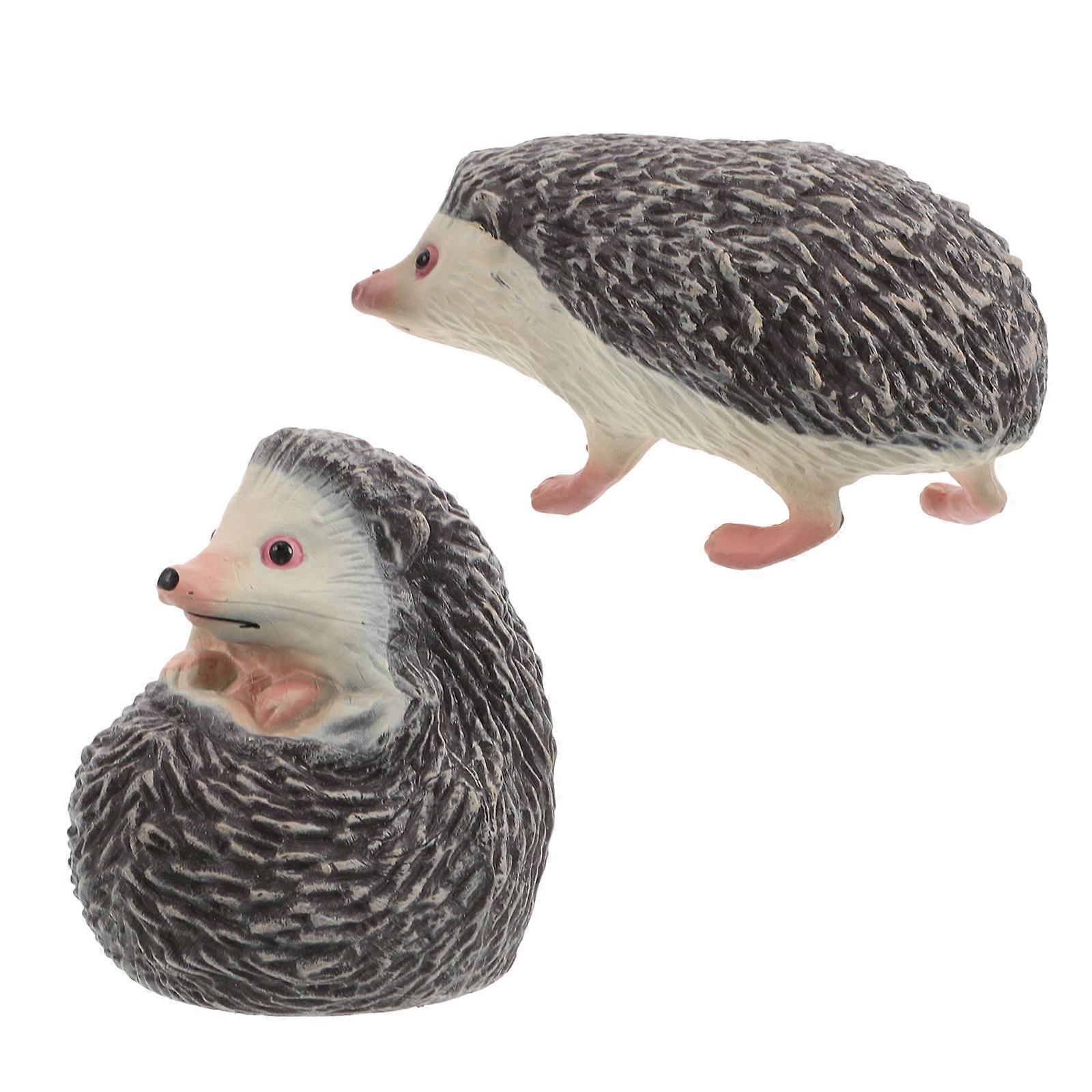 Hedgehog Figurines Simulation Animals for Educational Toys 2Pcs Miniature Models