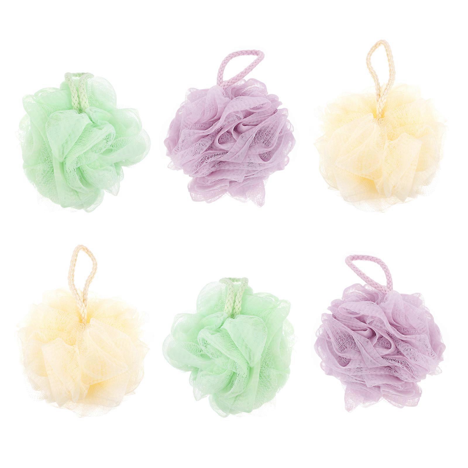 Bath Mesh Ball Poufs for Shower Cleaning 6Pcs Body Scrubber Assorted