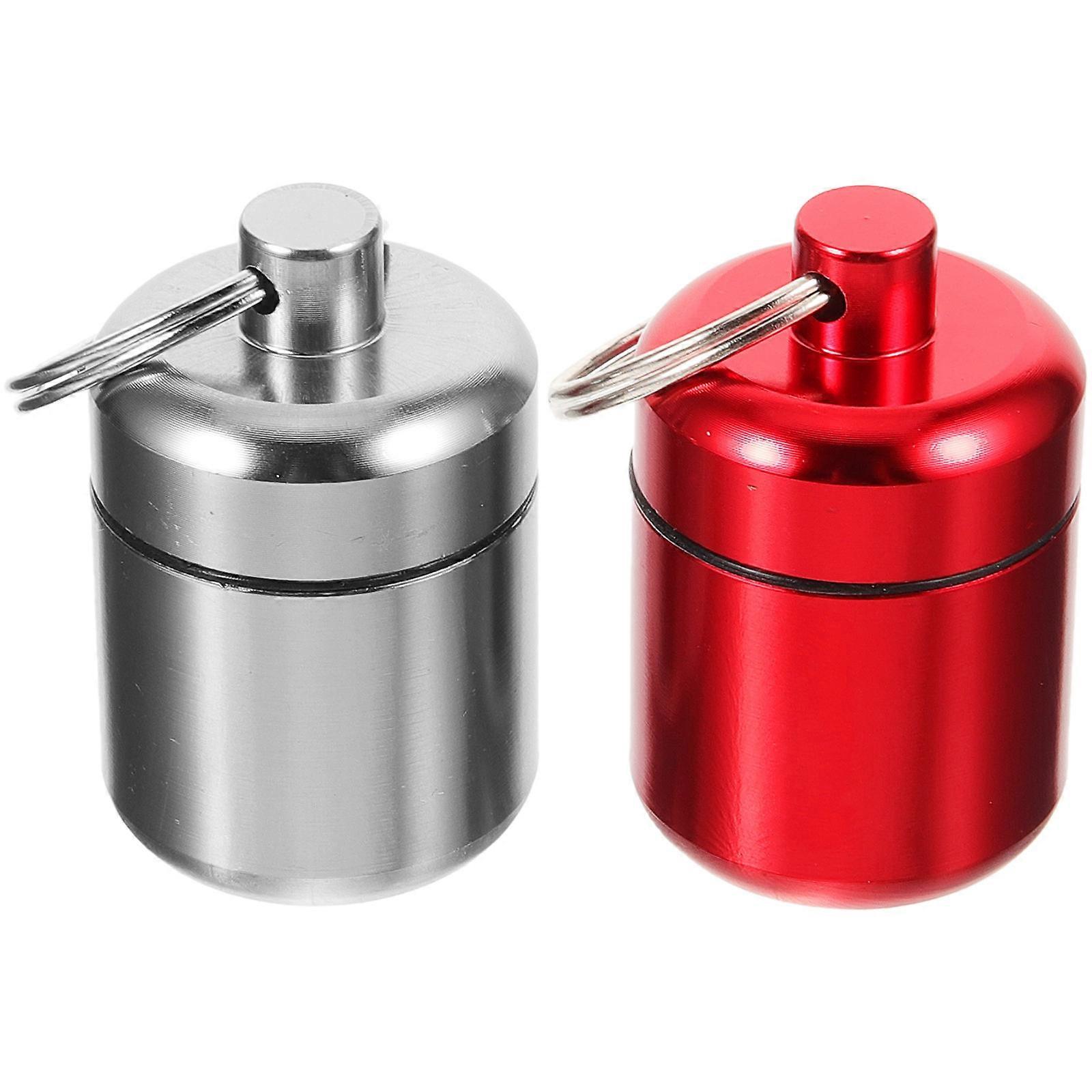 Keychain Pill Storage Box for Storage Use 2Pcs Small Metal Organizer