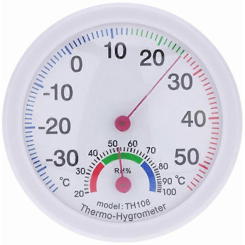Indoor Outdoor Thermometer Temperature Meter Hygrometer Humidity Clock Shape White