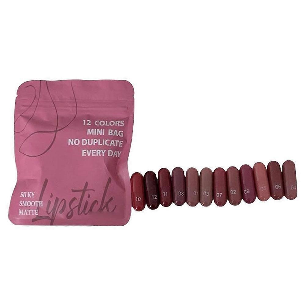 12-Piece Moisturizing Capsule Lipstick Set with High Color Rendition for All-Day Wear and Easy Touch-Ups