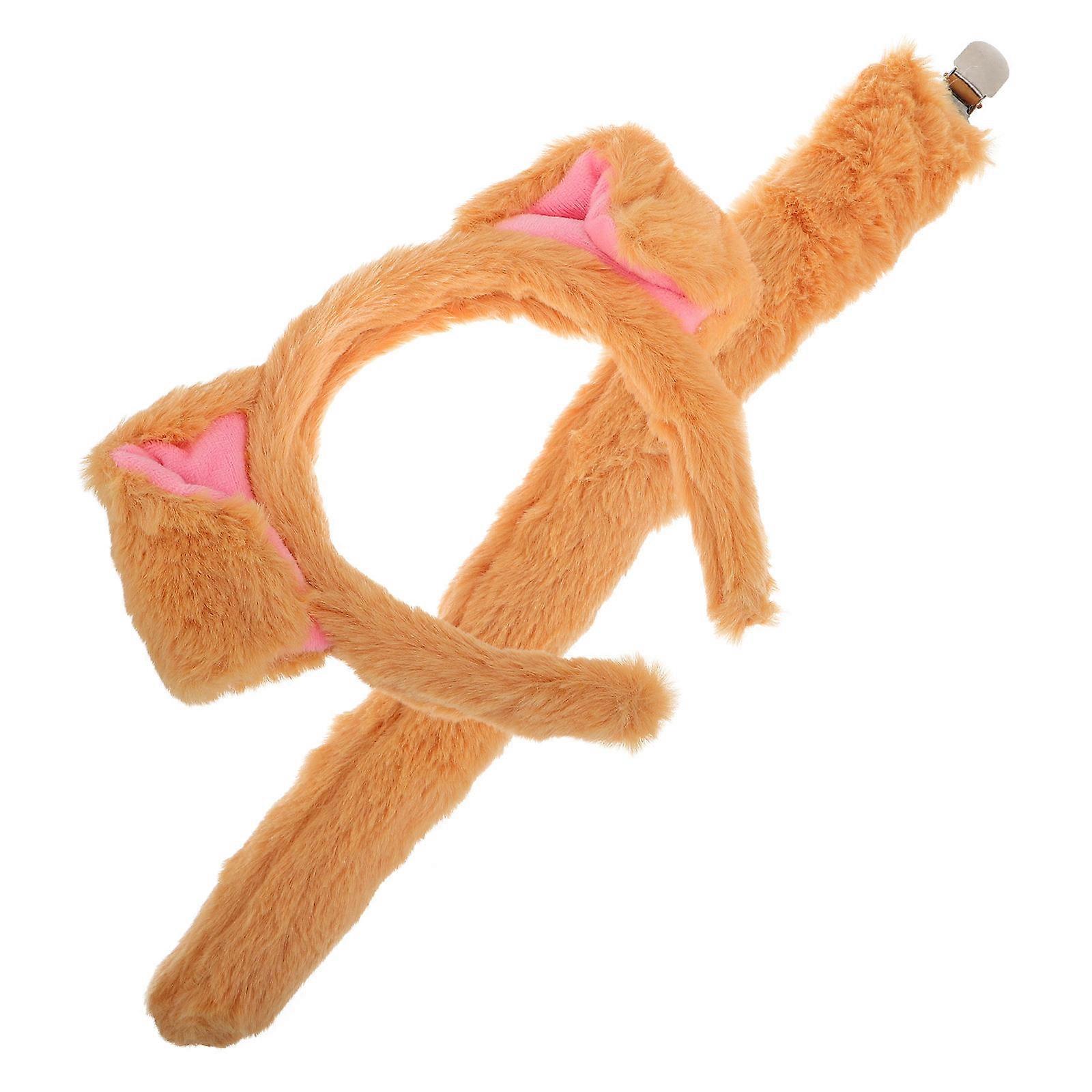 5Sets Plush Dog Ears Headband for Party Use Orange Cartoon Costume