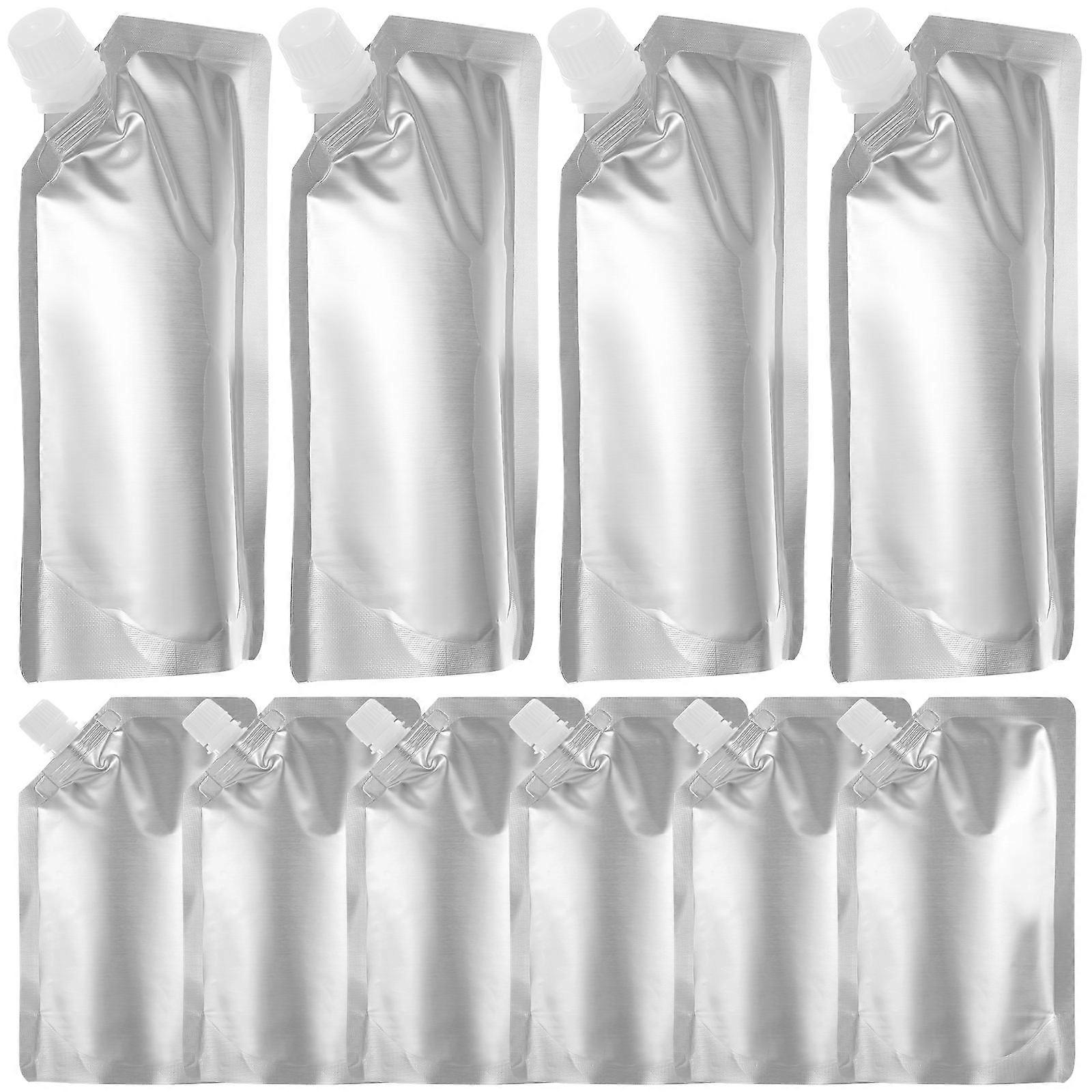 Flask Pouches Plastic Flasks Beverage Container Silver 22.00X14.00X0.10CM Leak-Proof Portable 20Pcs